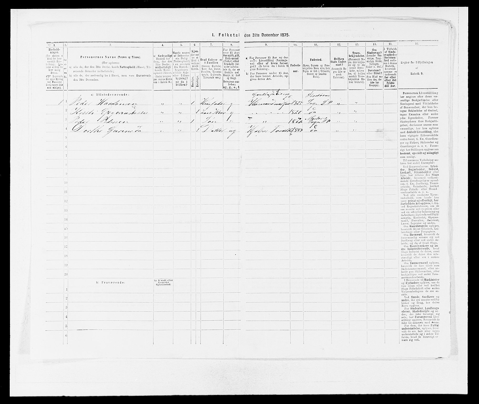 SAB, 1875 census for 1218P Finnås, 1875, p. 511