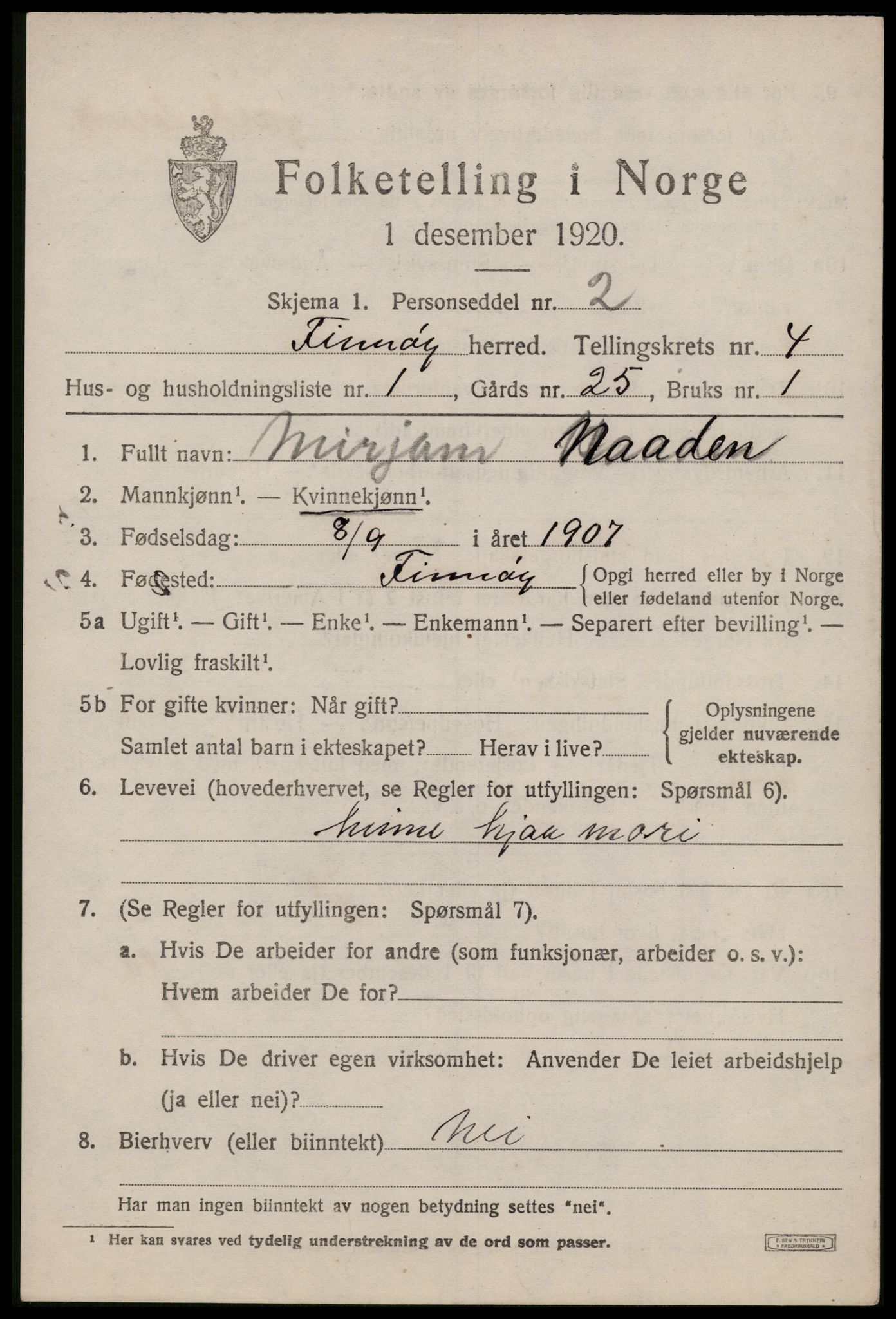 SAST, 1920 census for Finnøy, 1920, p. 2464