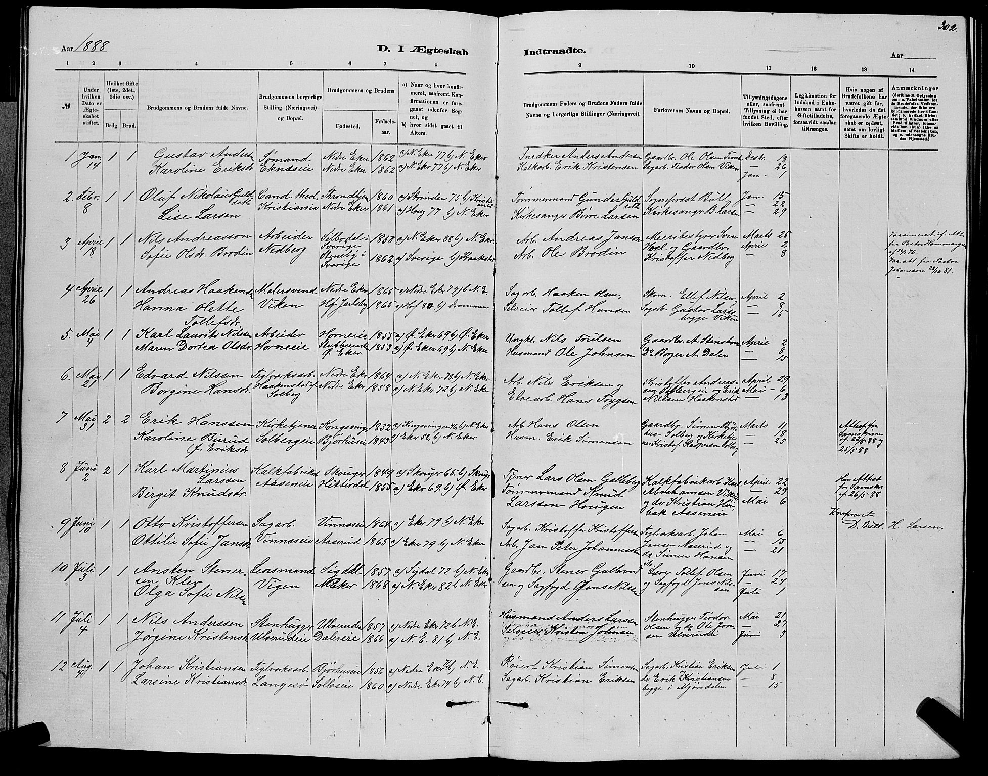 Nedre Eiker kirkebøker, AV/SAKO-A-612/G/Ga/L0002: Parish register (copy) no. 2, 1880-1896, p. 302