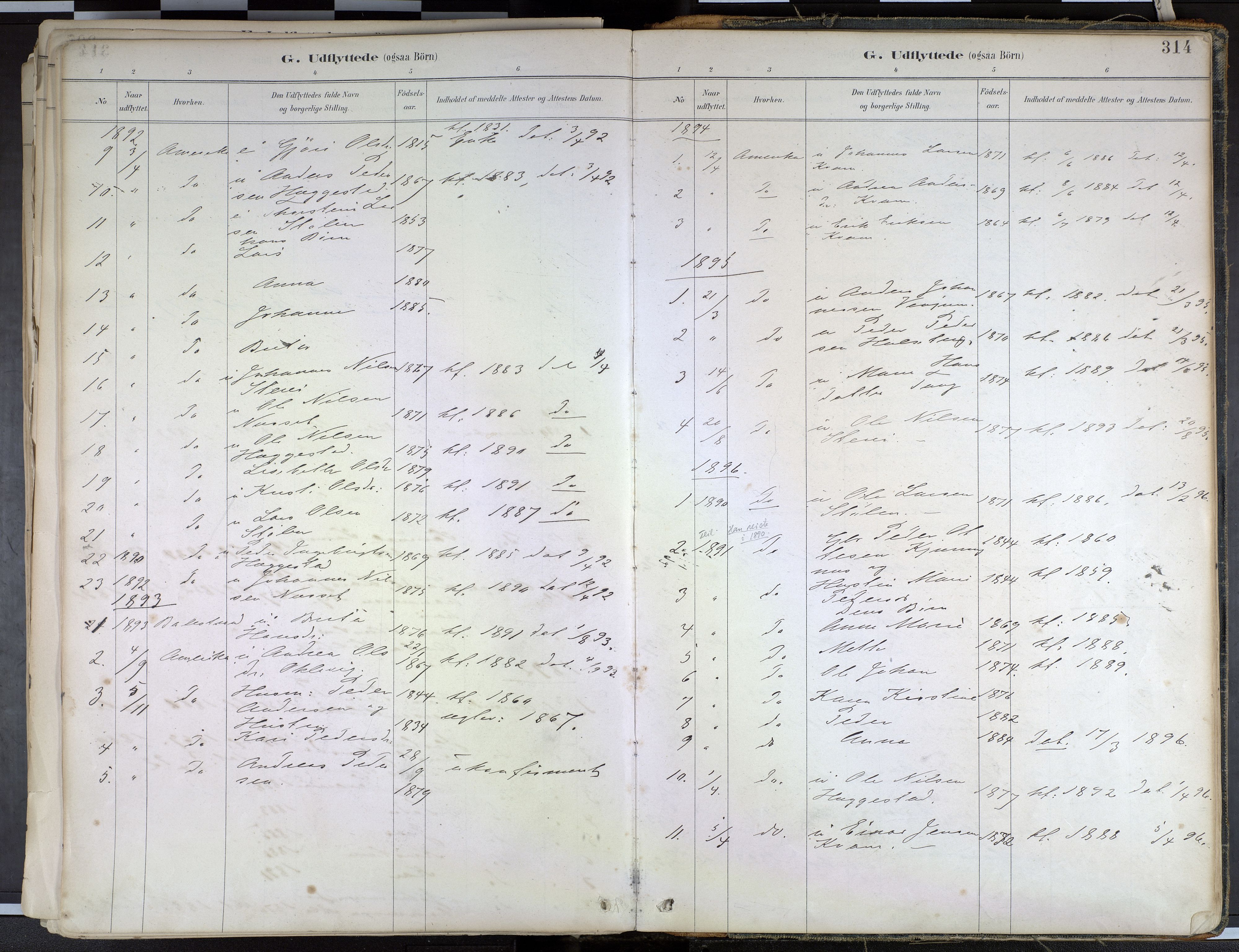 Hafslo sokneprestembete, SAB/A-80301/H/Haa/Haab/L0001: Parish register (official) no. B 1, 1886-1945, p. 314