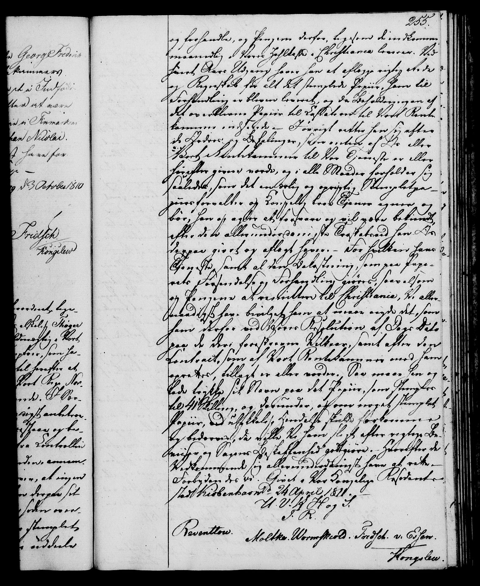 Rentekammeret, Kammerkanselliet, RA/EA-3111/G/Gg/Gge/L0006: Norsk bestallingsprotokoll med register (merket RK 53.30), 1773-1814, p. 255