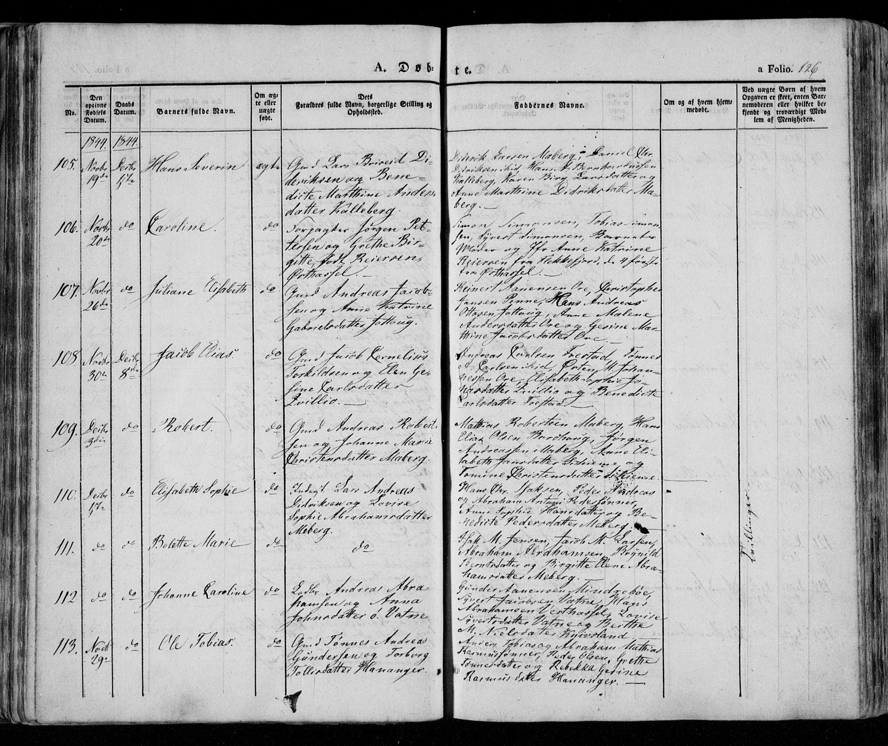 Lista sokneprestkontor, AV/SAK-1111-0027/F/Fa/L0009: Parish register (official) no. A 9, 1835-1846, p. 126