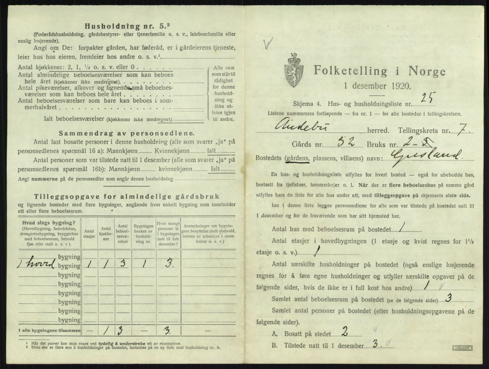 SAKO, 1920 census for Andebu, 1920, p. 457