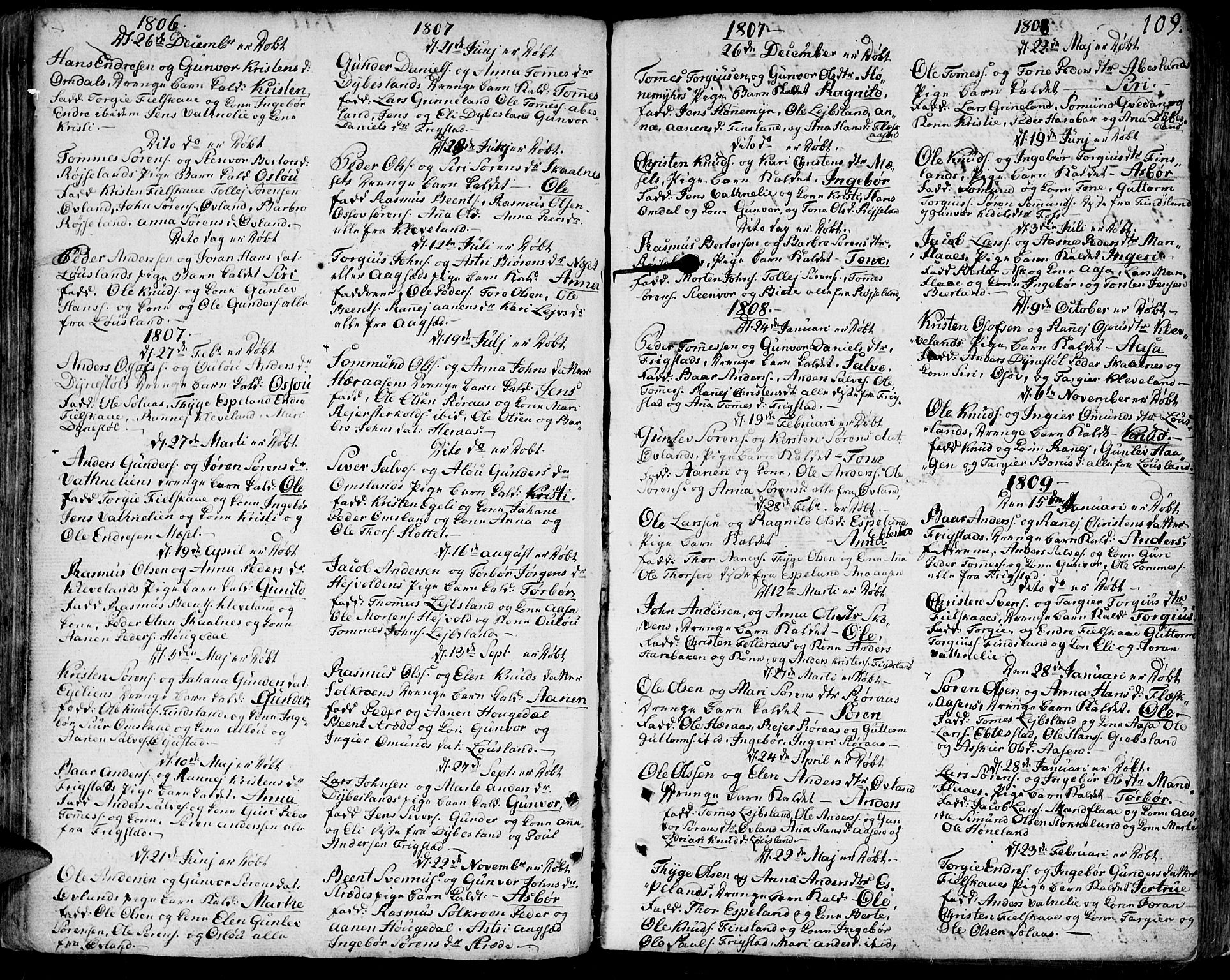 Bjelland sokneprestkontor, SAK/1111-0005/F/Fa/Faa/L0001: Parish register (official) no. A 1 /2, 1793-1815, p. 109