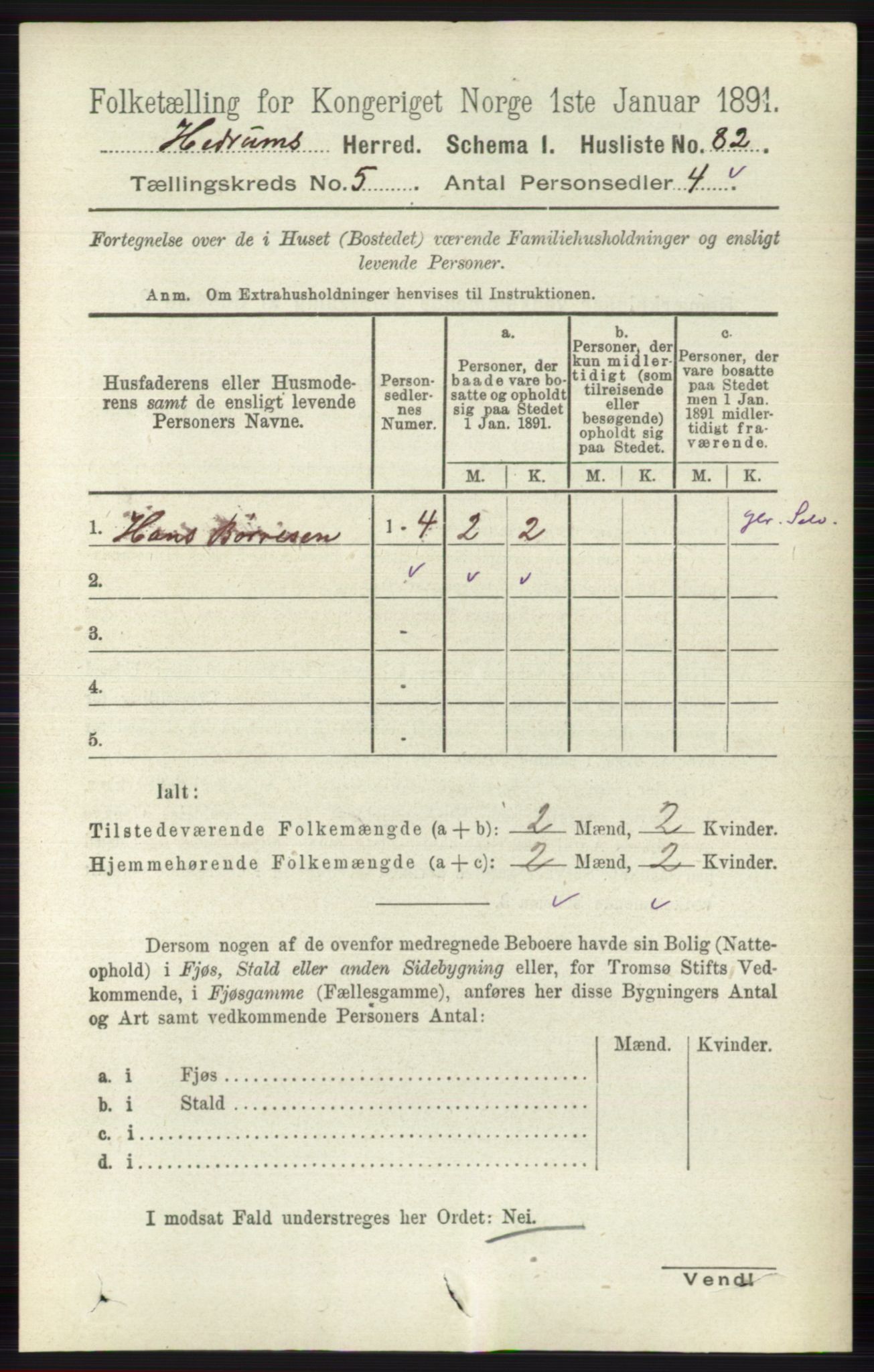 RA, 1891 census for 0727 Hedrum, 1891, p. 1959