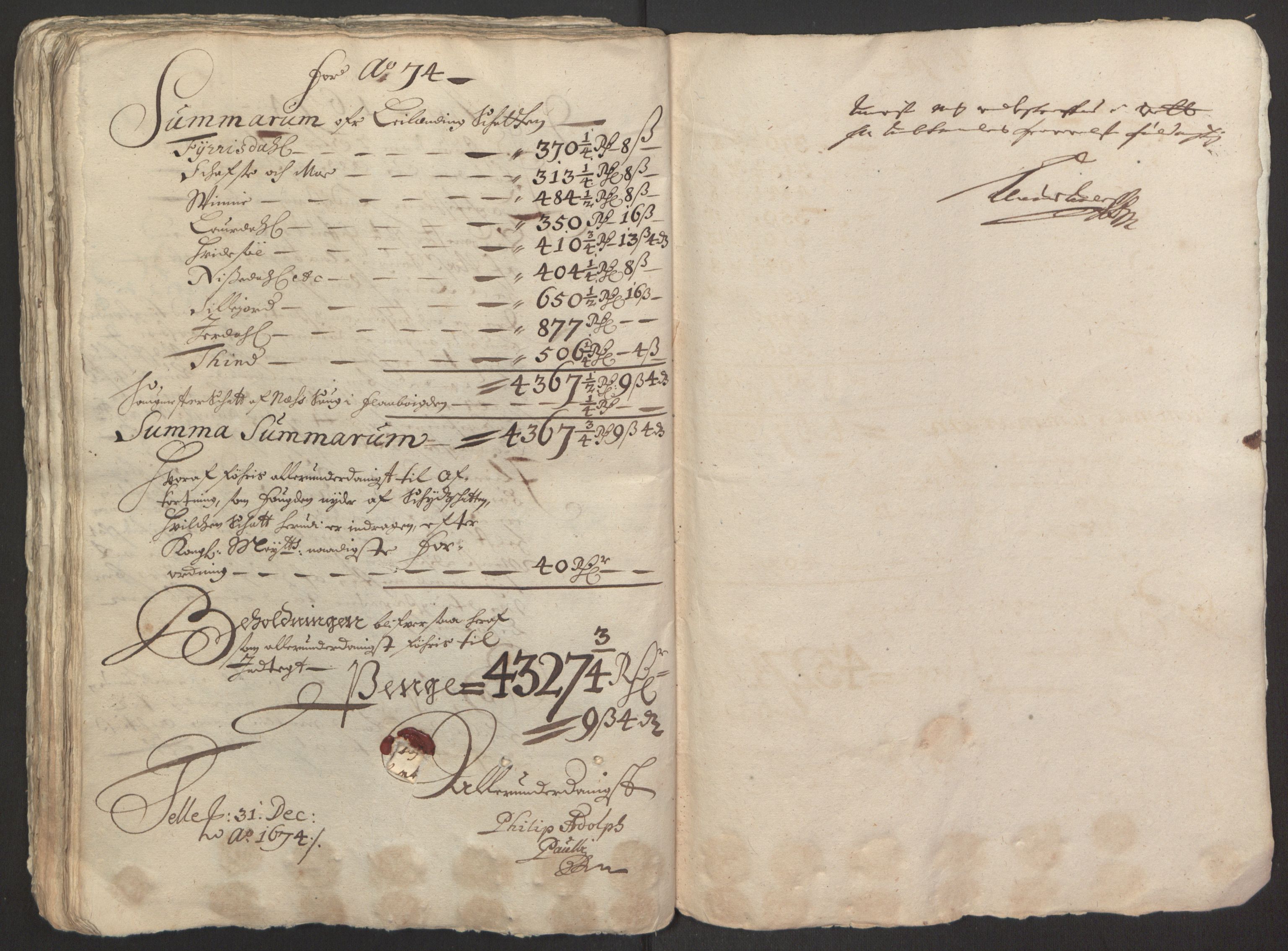 Rentekammeret inntil 1814, Reviderte regnskaper, Fogderegnskap, RA/EA-4092/R35/L2061: Fogderegnskap Øvre og Nedre Telemark, 1673-1674, p. 178