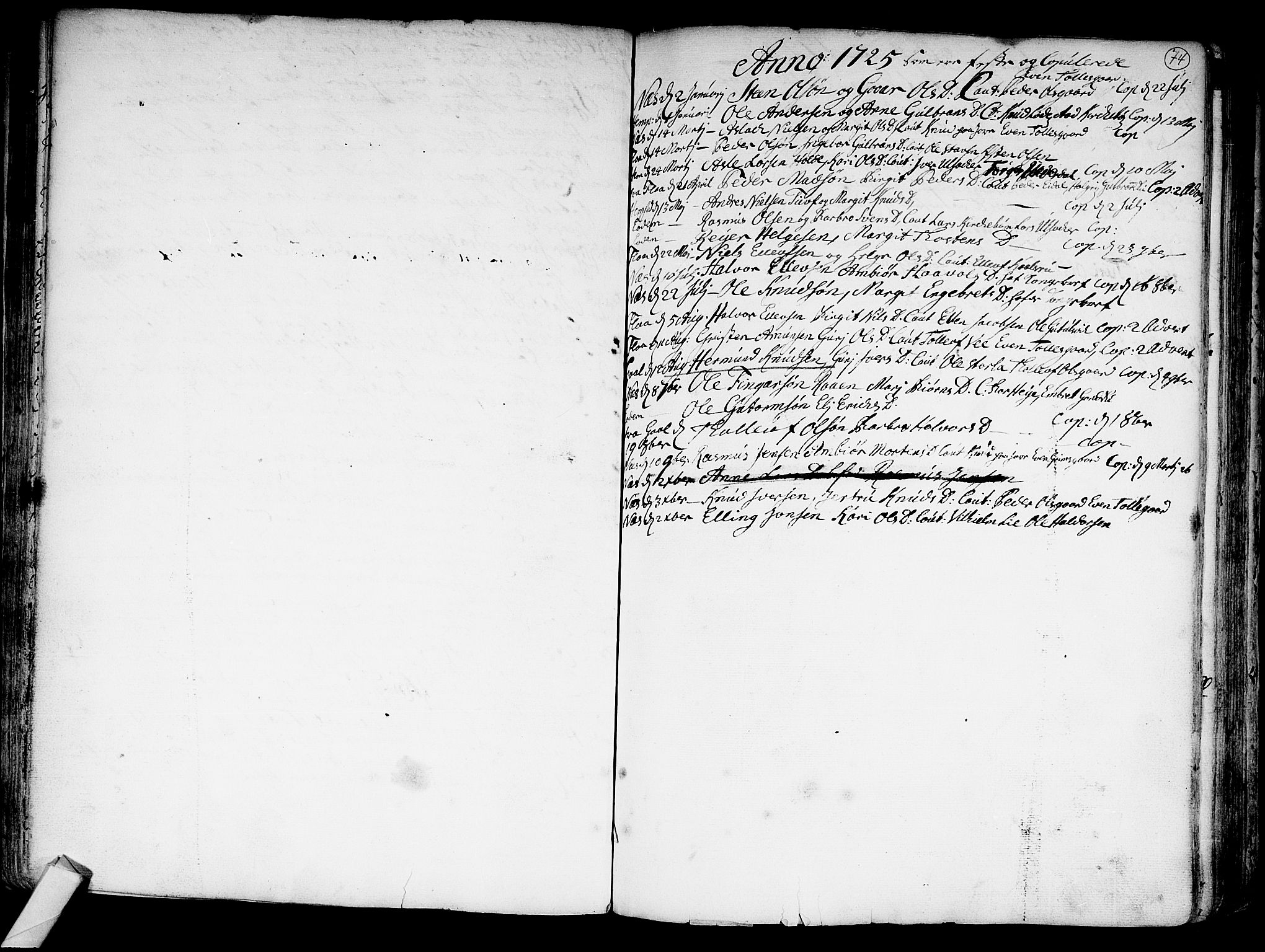 Nes kirkebøker, AV/SAKO-A-236/F/Fa/L0002: Parish register (official) no. 2, 1707-1759, p. 74