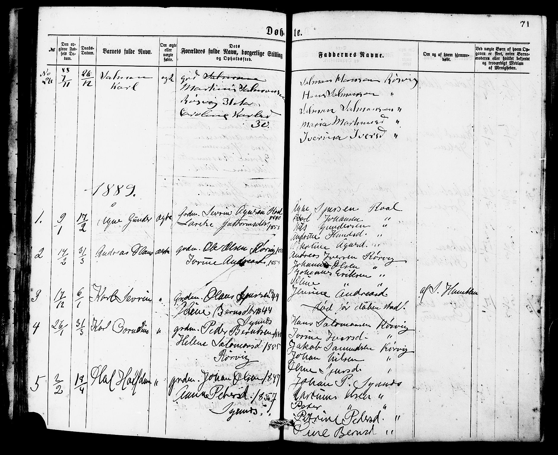 Ministerialprotokoller, klokkerbøker og fødselsregistre - Møre og Romsdal, SAT/A-1454/537/L0519: Parish register (official) no. 537A03, 1876-1889, p. 71