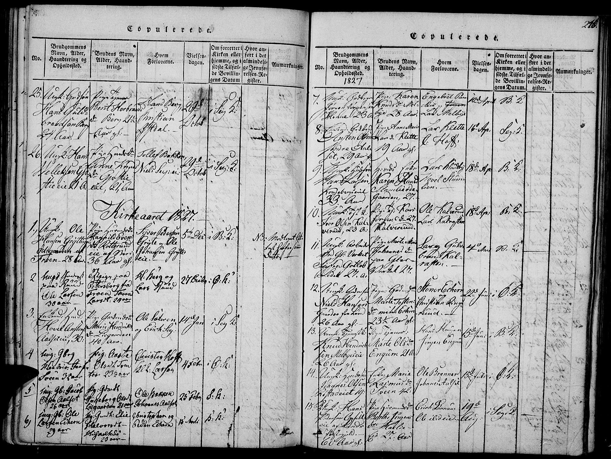 Biri prestekontor, SAH/PREST-096/H/Ha/Haa/L0003: Parish register (official) no. 3, 1814-1828, p. 216
