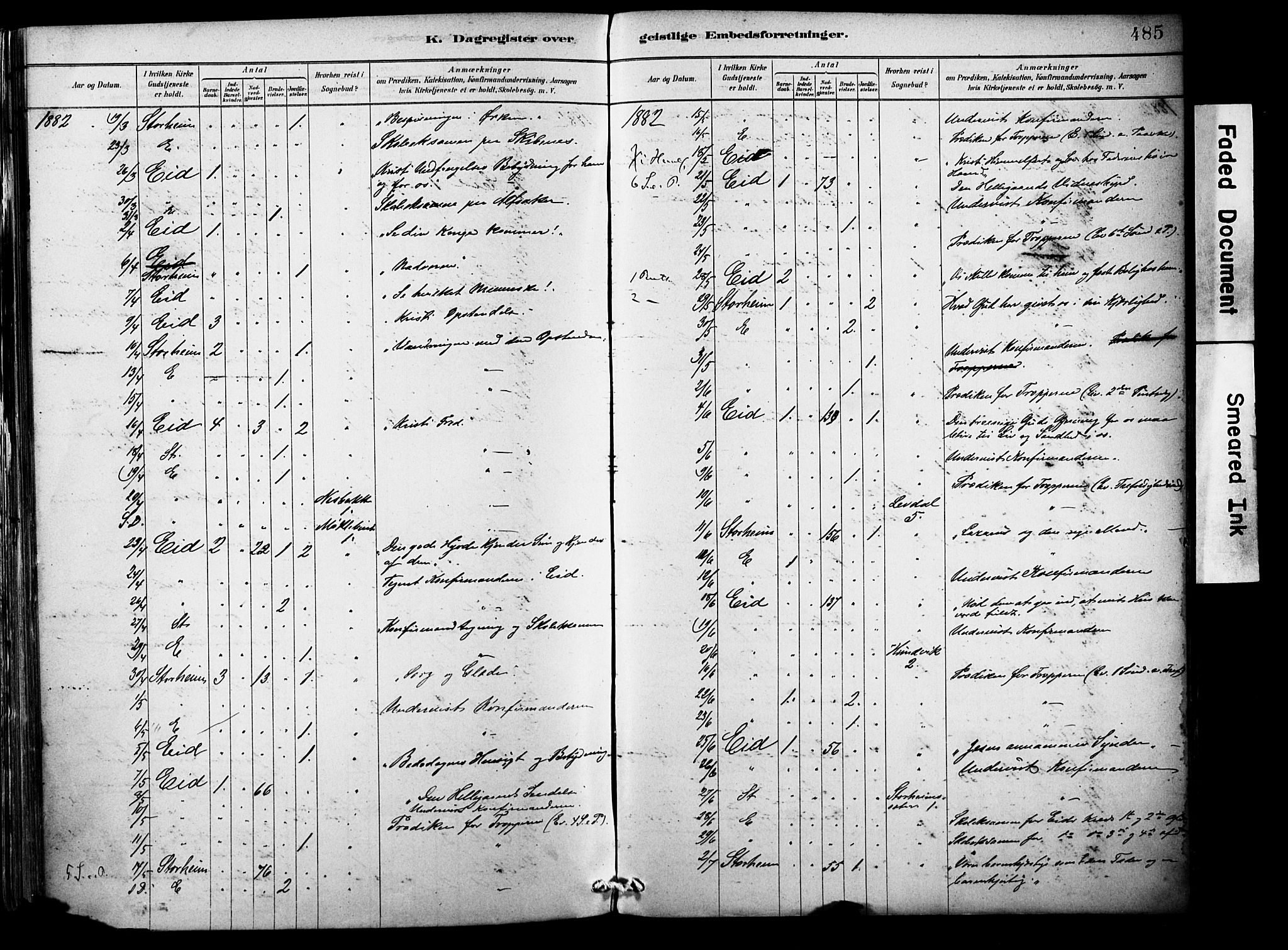 Eid sokneprestembete, AV/SAB-A-82301/H/Haa/Haab/L0001: Parish register (official) no. B 1, 1879-1906, p. 485