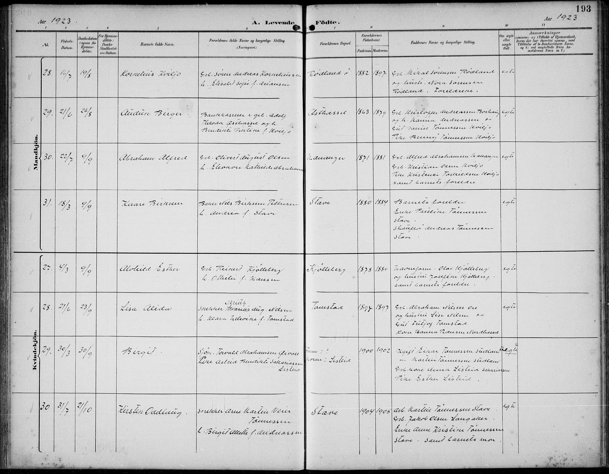 Lista sokneprestkontor, SAK/1111-0027/F/Fb/L0005: Parish register (copy) no. B 5, 1892-1923, p. 193