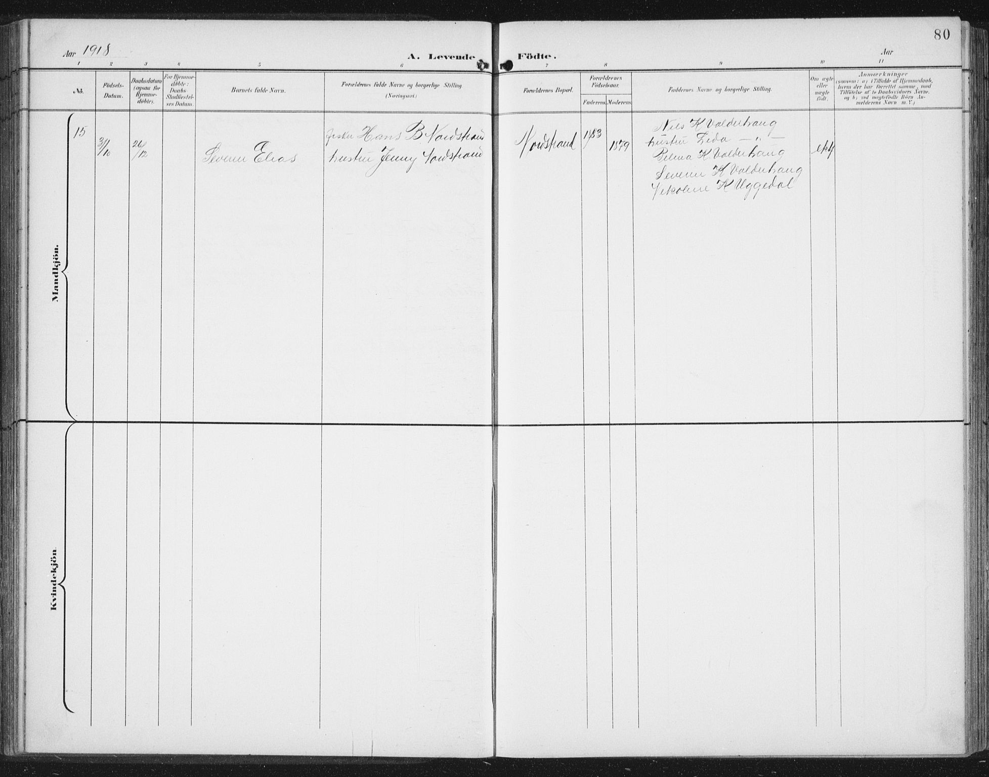 Ministerialprotokoller, klokkerbøker og fødselsregistre - Møre og Romsdal, AV/SAT-A-1454/534/L0489: Parish register (copy) no. 534C01, 1899-1941, p. 80