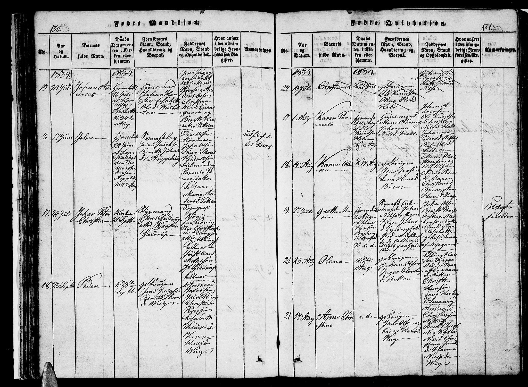 Ministerialprotokoller, klokkerbøker og fødselsregistre - Nordland, SAT/A-1459/847/L0676: Parish register (copy) no. 847C04, 1821-1853, p. 130-131