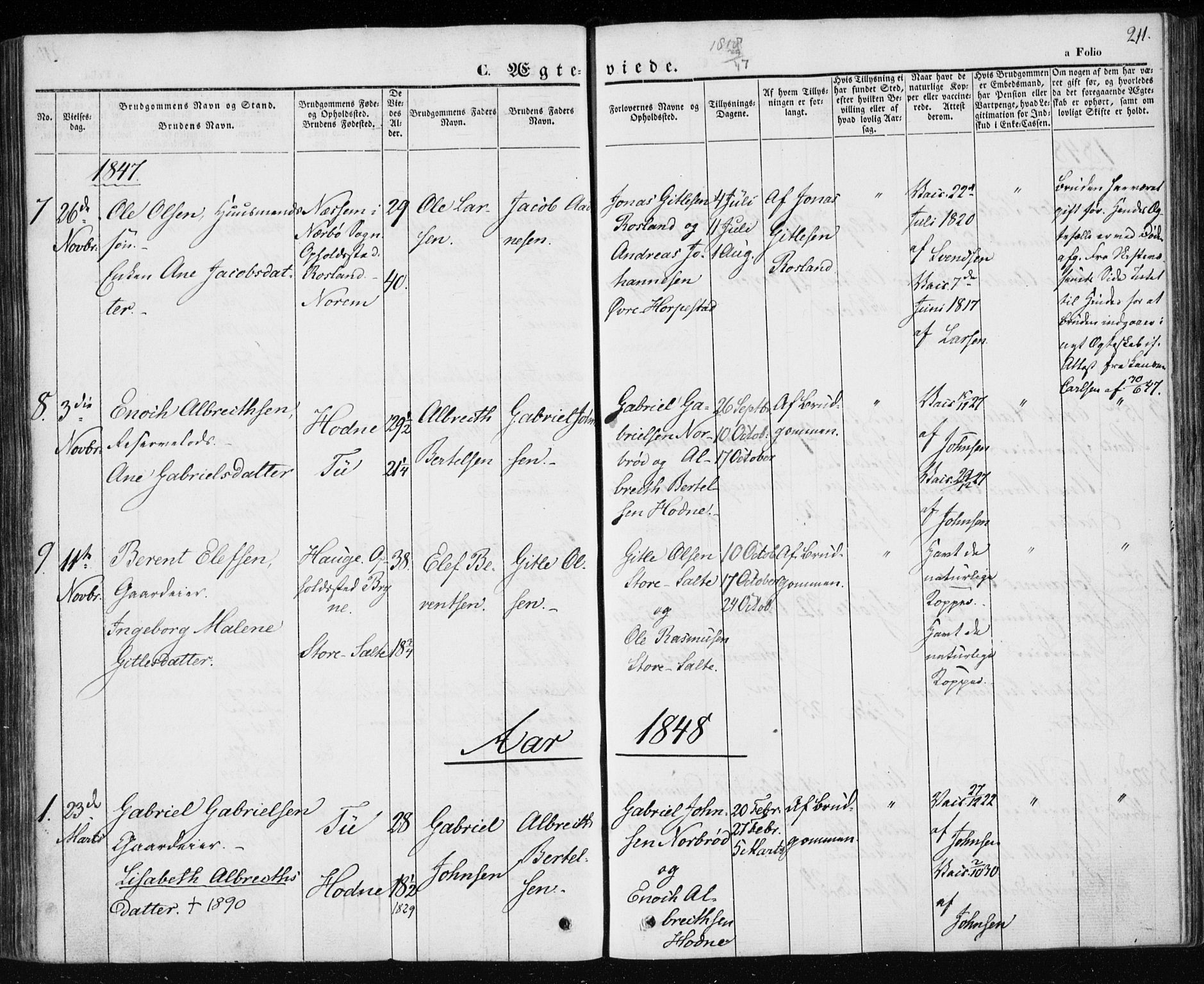 Klepp sokneprestkontor, SAST/A-101803/001/3/30BA/L0004: Parish register (official) no. A 4, 1842-1852, p. 211
