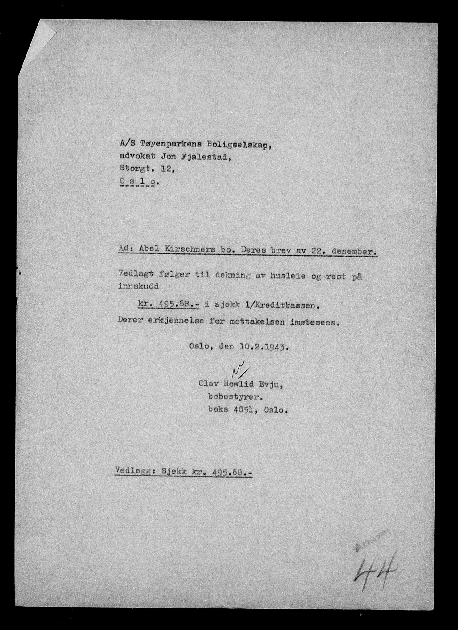 Justisdepartementet, Tilbakeføringskontoret for inndratte formuer, AV/RA-S-1564/H/Hc/Hcc/L0951: --, 1945-1947, p. 365