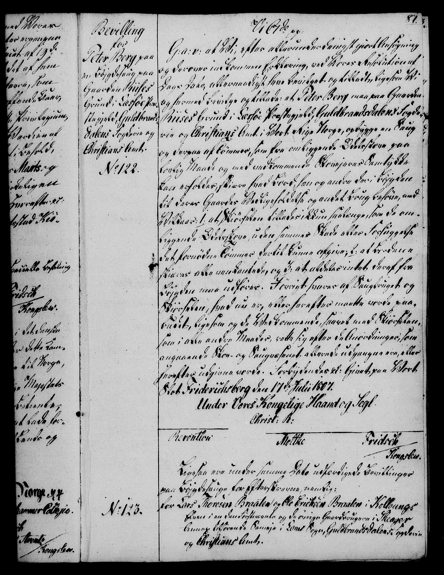 Rentekammeret, Kammerkanselliet, AV/RA-EA-3111/G/Gg/Gga/L0019: Norsk ekspedisjonsprotokoll med register (merket RK 53.19), 1807-1810, p. 81