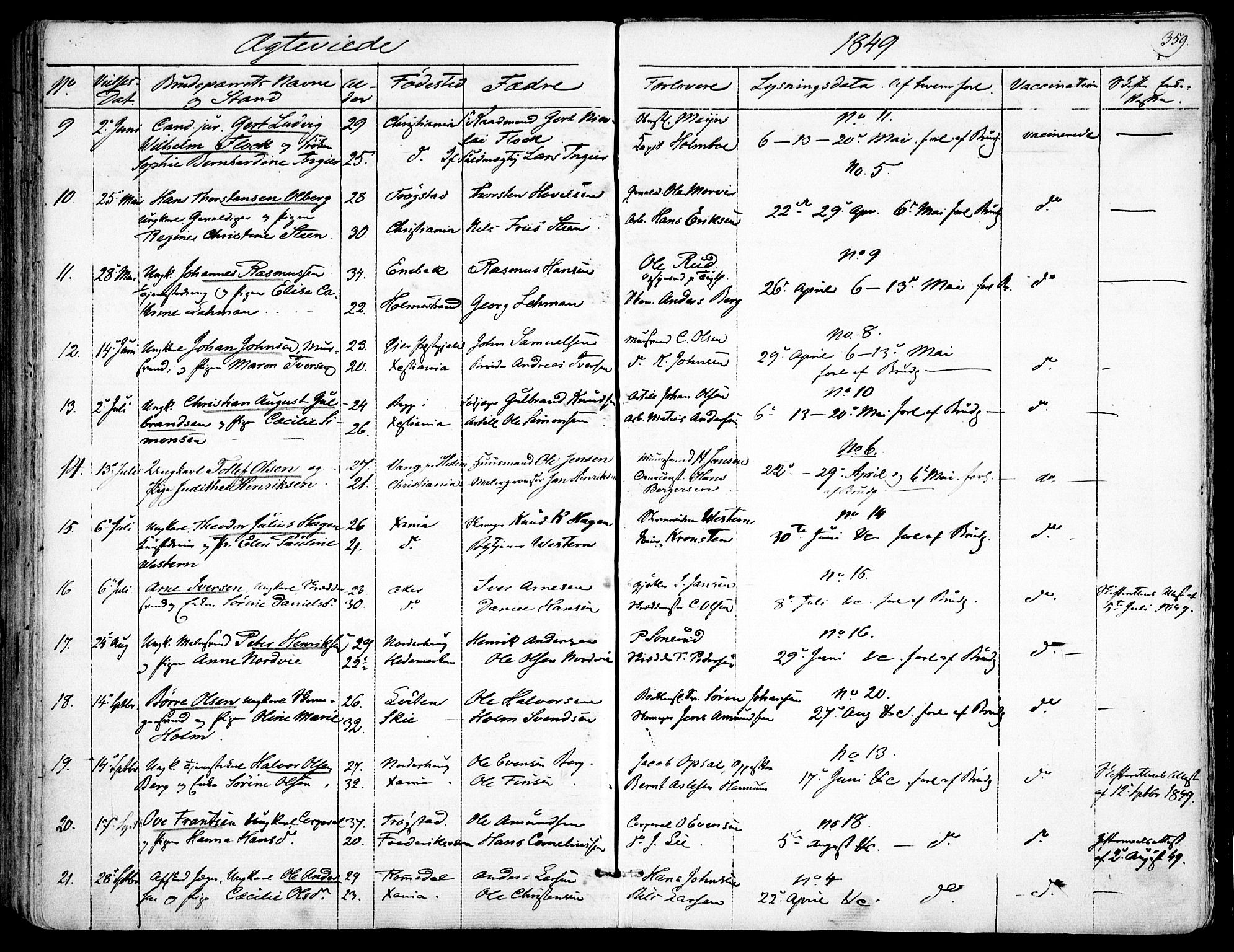 Garnisonsmenigheten Kirkebøker, AV/SAO-A-10846/F/Fa/L0008: Parish register (official) no. 8, 1842-1859, p. 359