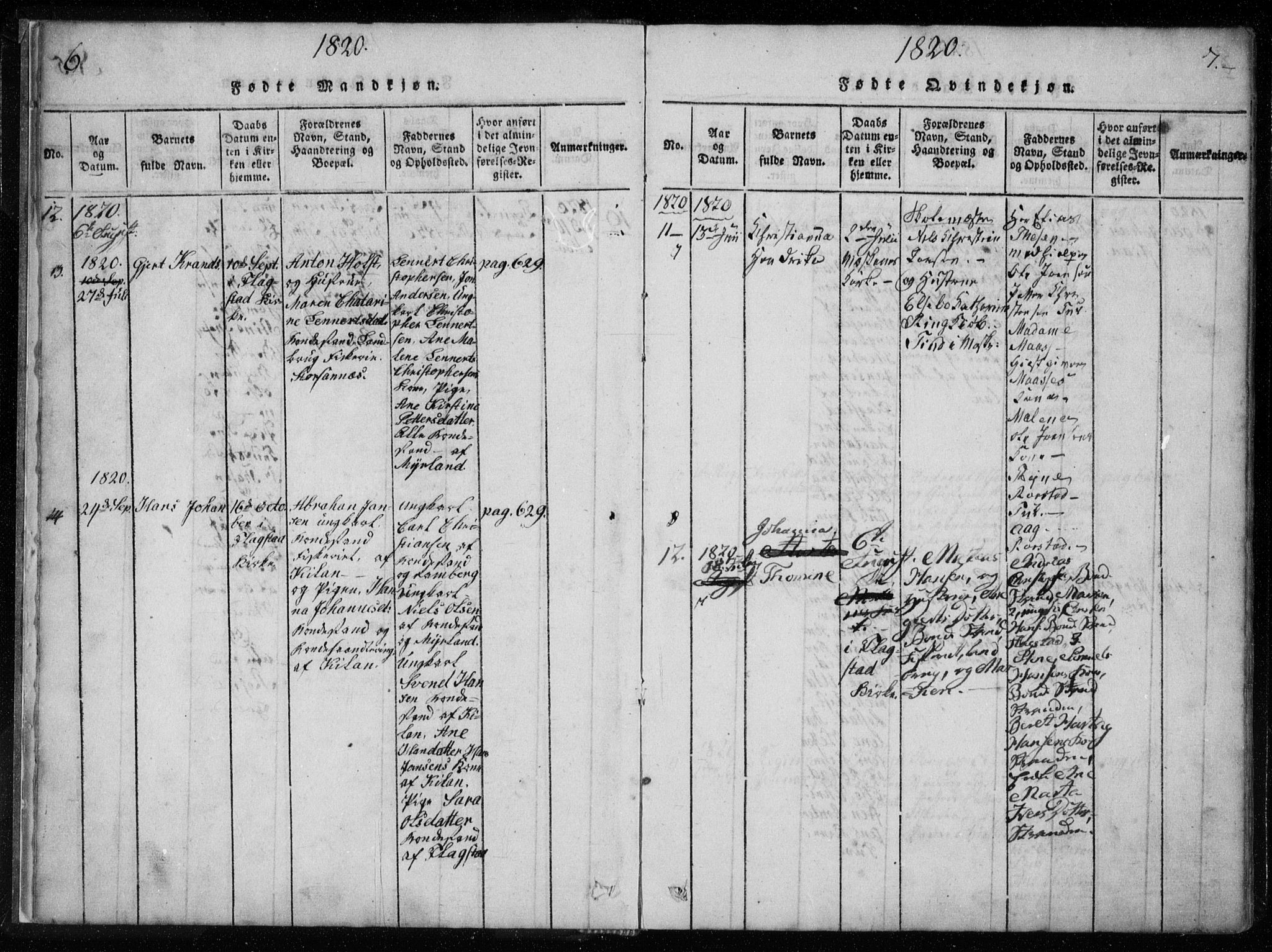 Ministerialprotokoller, klokkerbøker og fødselsregistre - Nordland, AV/SAT-A-1459/885/L1201: Parish register (official) no. 885A02, 1820-1837, p. 6-7