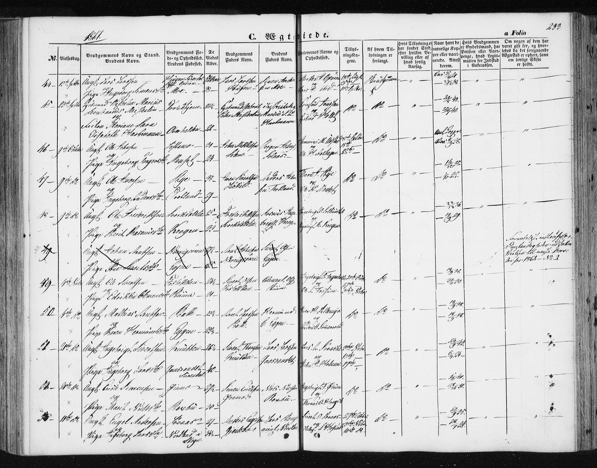 Ministerialprotokoller, klokkerbøker og fødselsregistre - Sør-Trøndelag, AV/SAT-A-1456/668/L0806: Parish register (official) no. 668A06, 1854-1869, p. 233