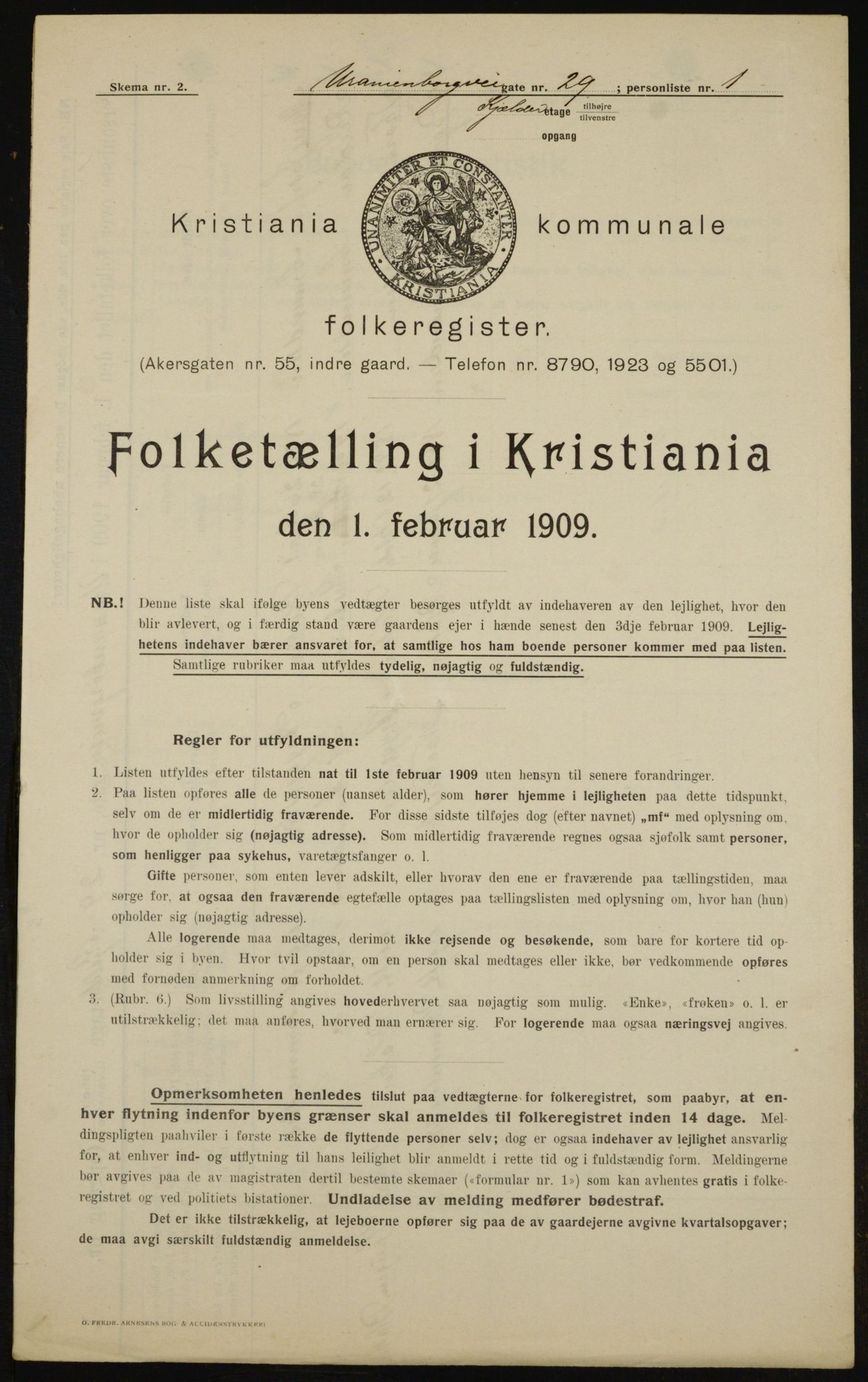 OBA, Municipal Census 1909 for Kristiania, 1909, p. 109362