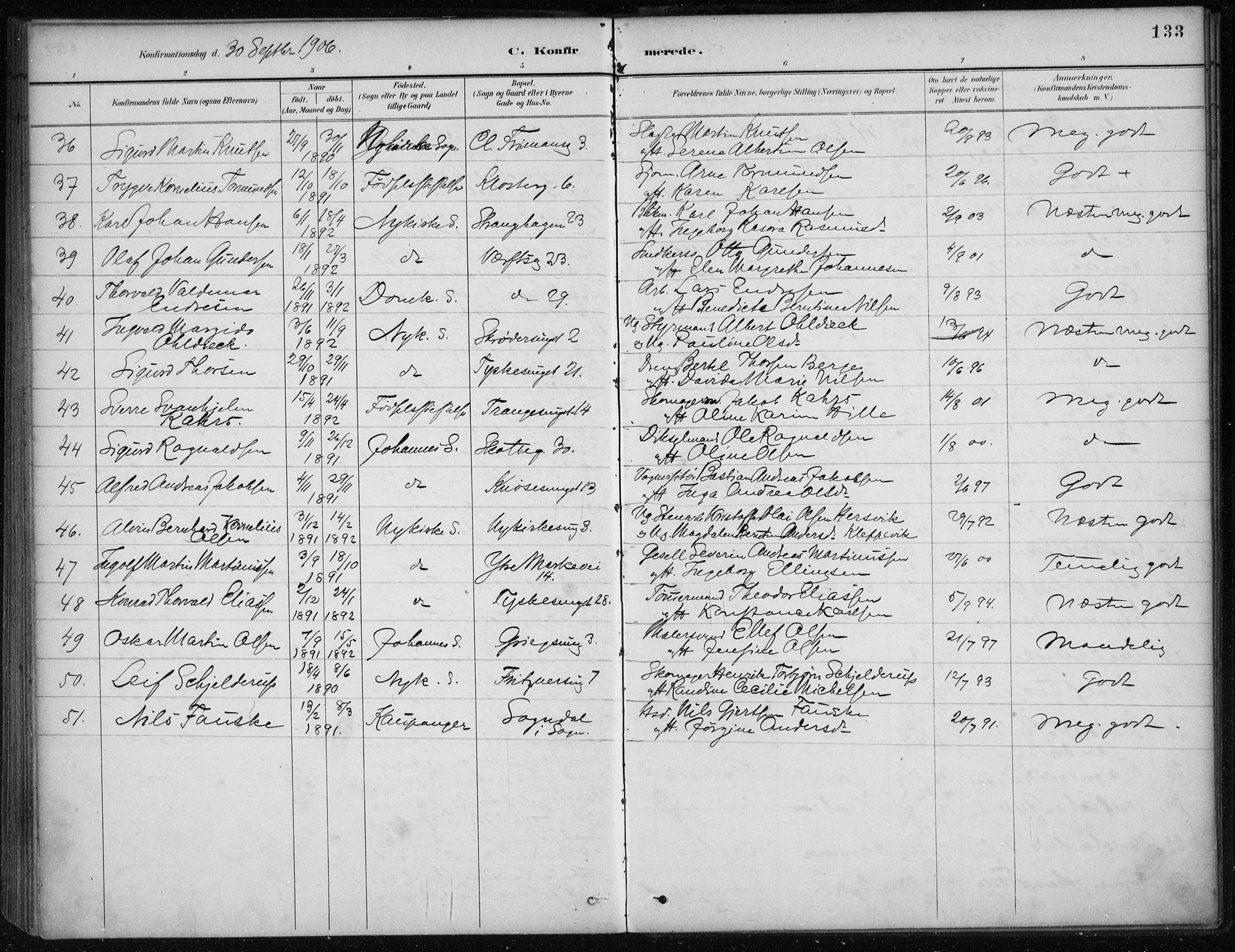 Nykirken Sokneprestembete, AV/SAB-A-77101/H/Haa/L0027: Parish register (official) no. C 6, 1886-1913, p. 133