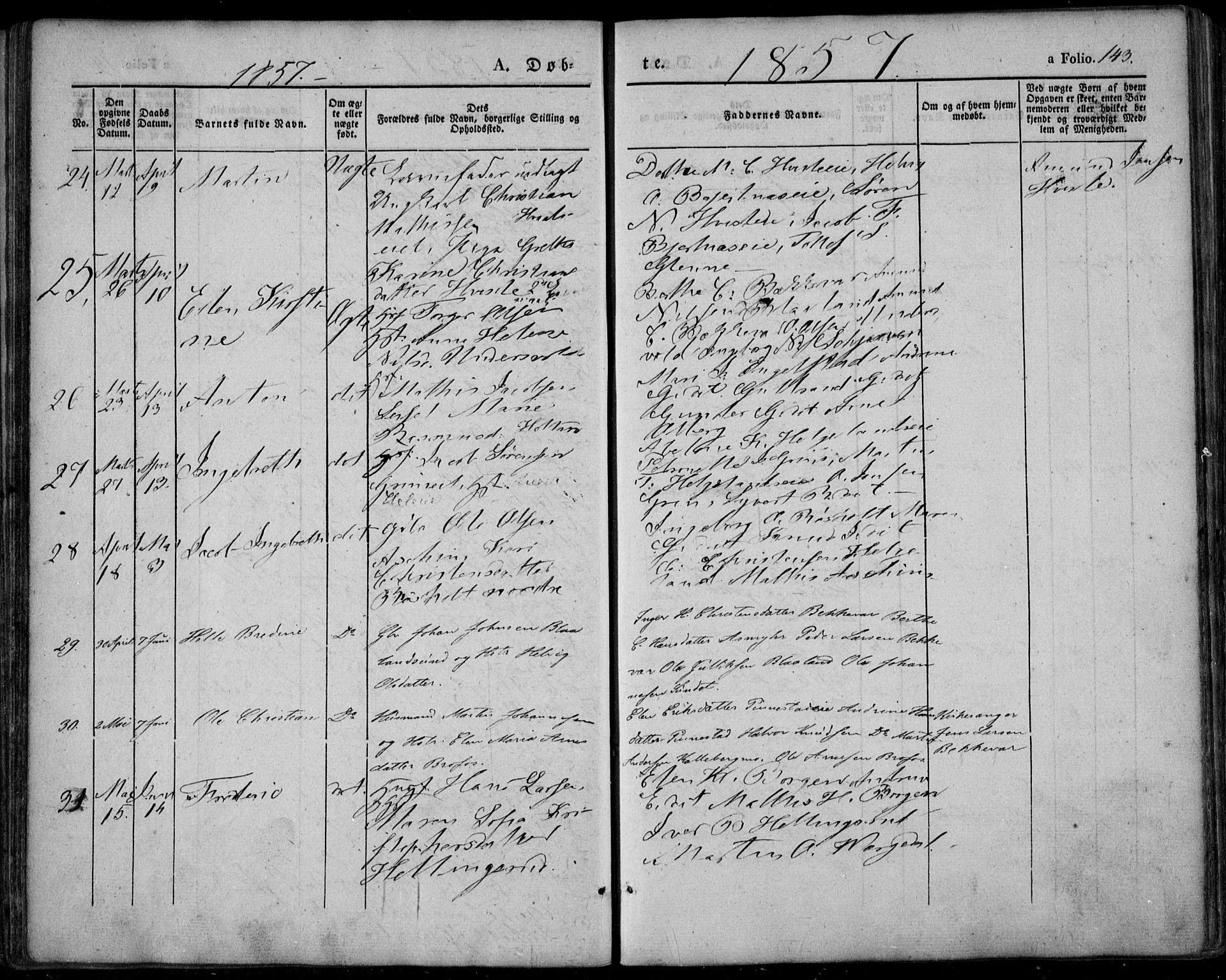 Lardal kirkebøker, AV/SAKO-A-350/F/Fa/L0006: Parish register (official) no. I 6, 1835-1860, p. 143