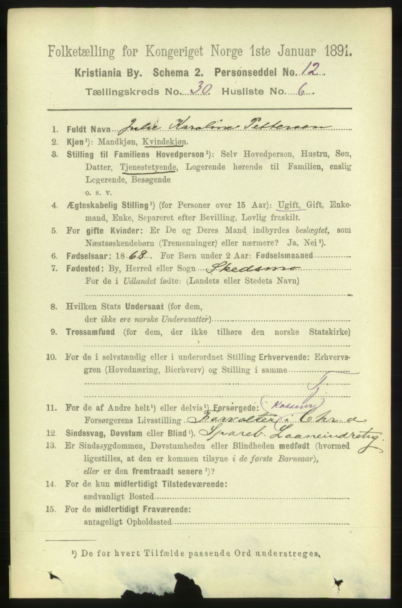 RA, 1891 census for 0301 Kristiania, 1891, p. 15690