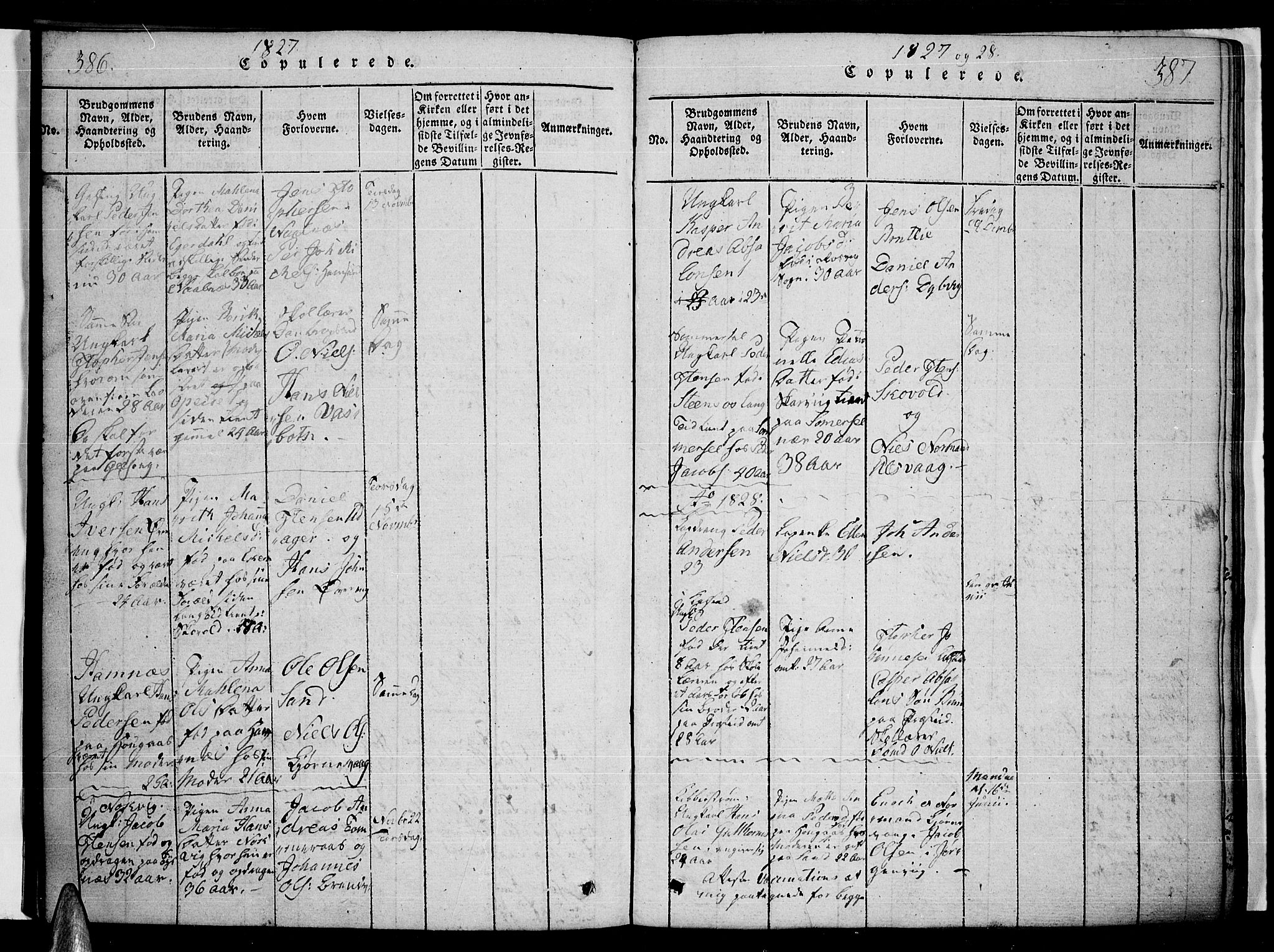 Ministerialprotokoller, klokkerbøker og fødselsregistre - Nordland, SAT/A-1459/859/L0842: Parish register (official) no. 859A02, 1821-1839, p. 386-387