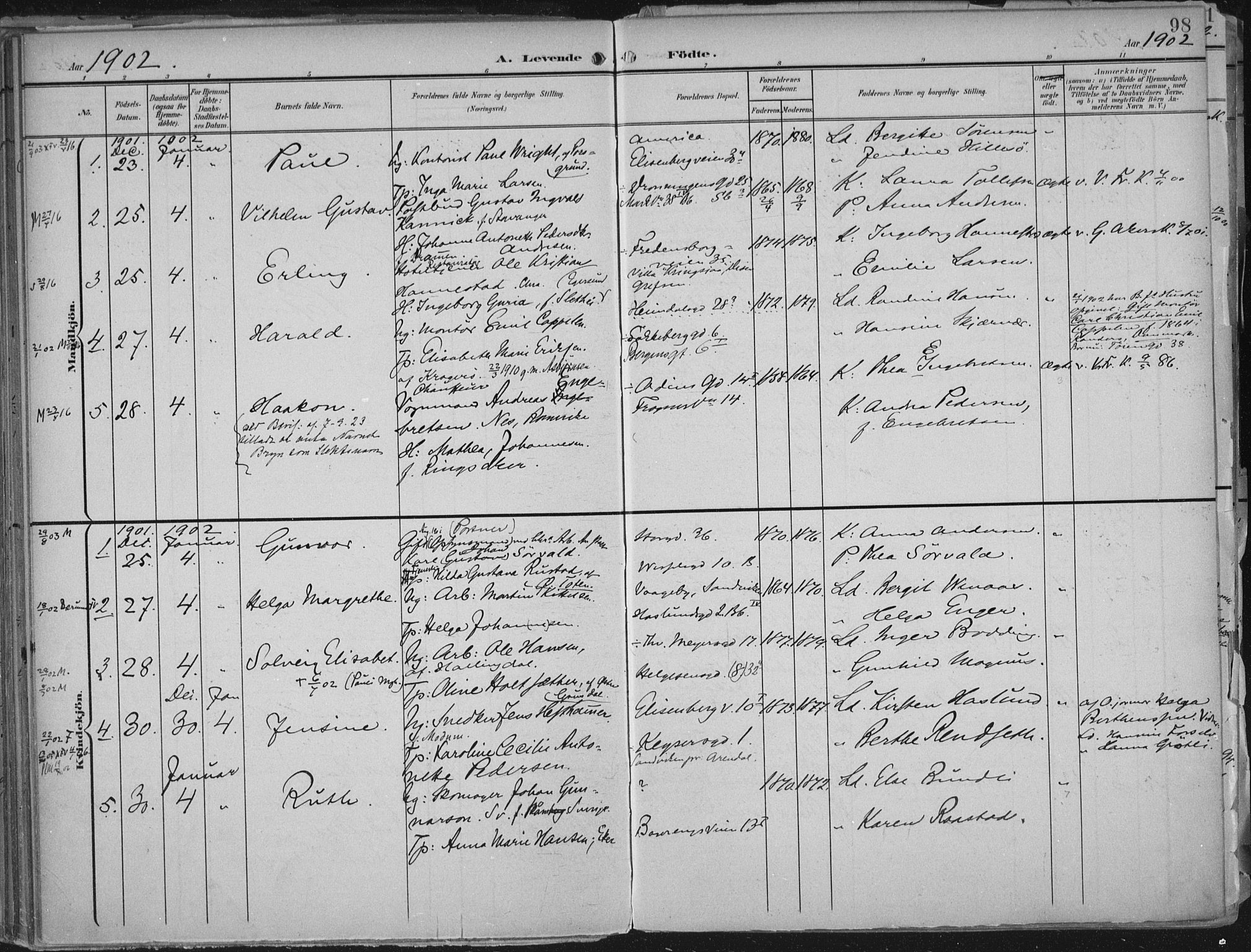 Rikshospitalet prestekontor Kirkebøker, SAO/A-10309b/F/L0012: Parish register (official) no. 12, 1901-1904, p. 98
