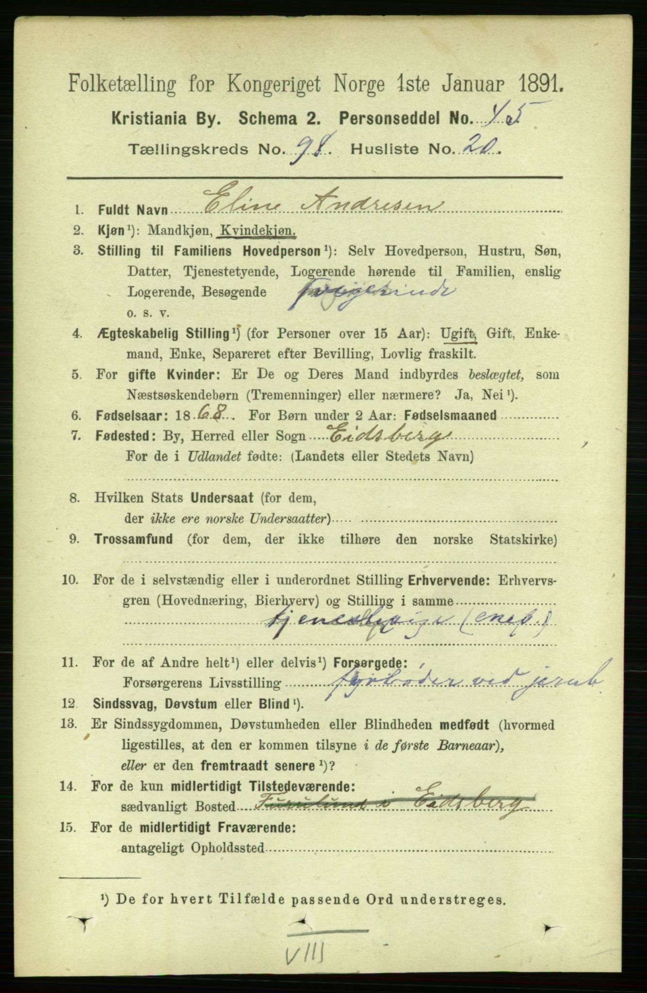 RA, 1891 census for 0301 Kristiania, 1891, p. 48373