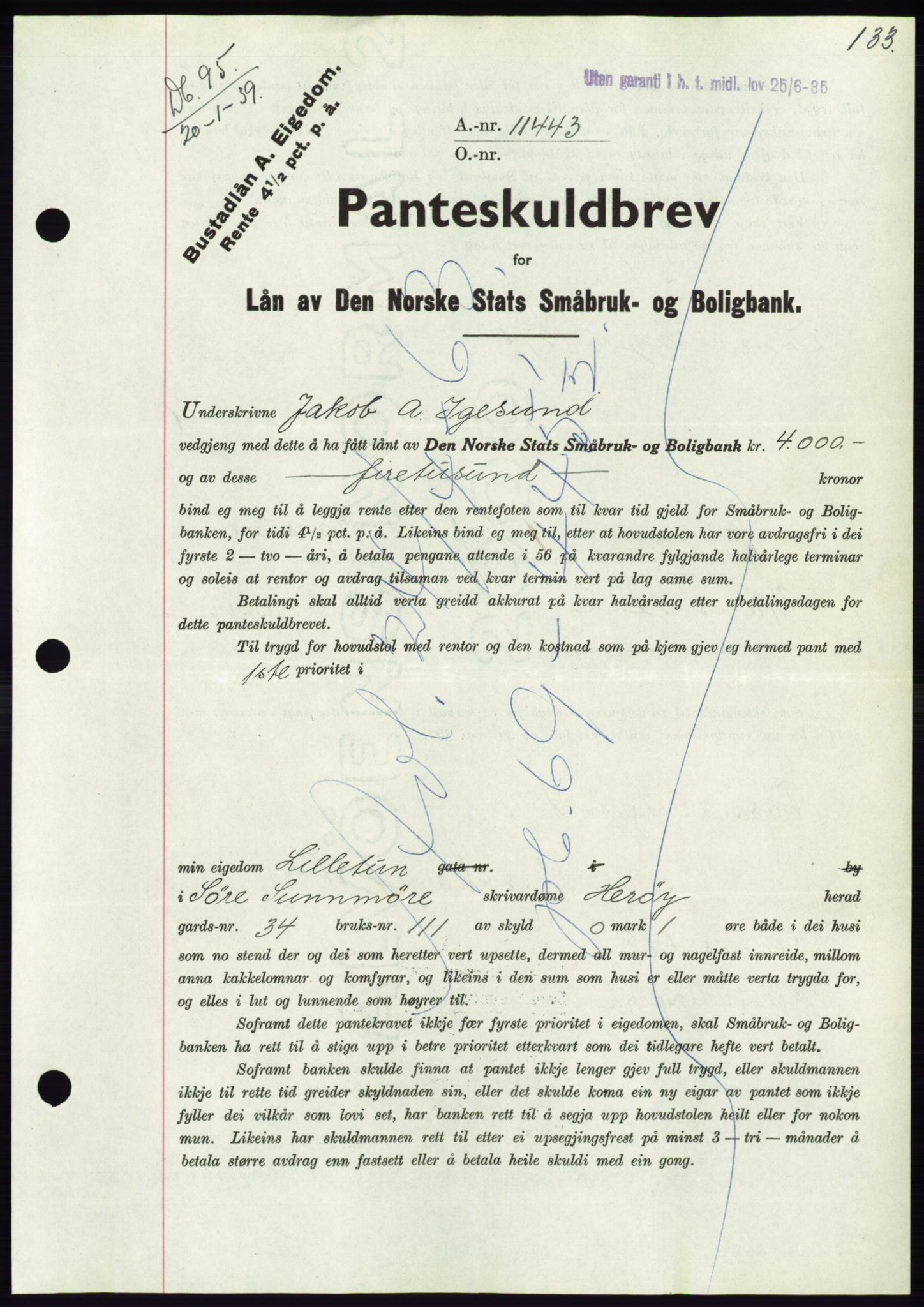 Søre Sunnmøre sorenskriveri, AV/SAT-A-4122/1/2/2C/L0067: Mortgage book no. 61, 1938-1939, Diary no: : 95/1939