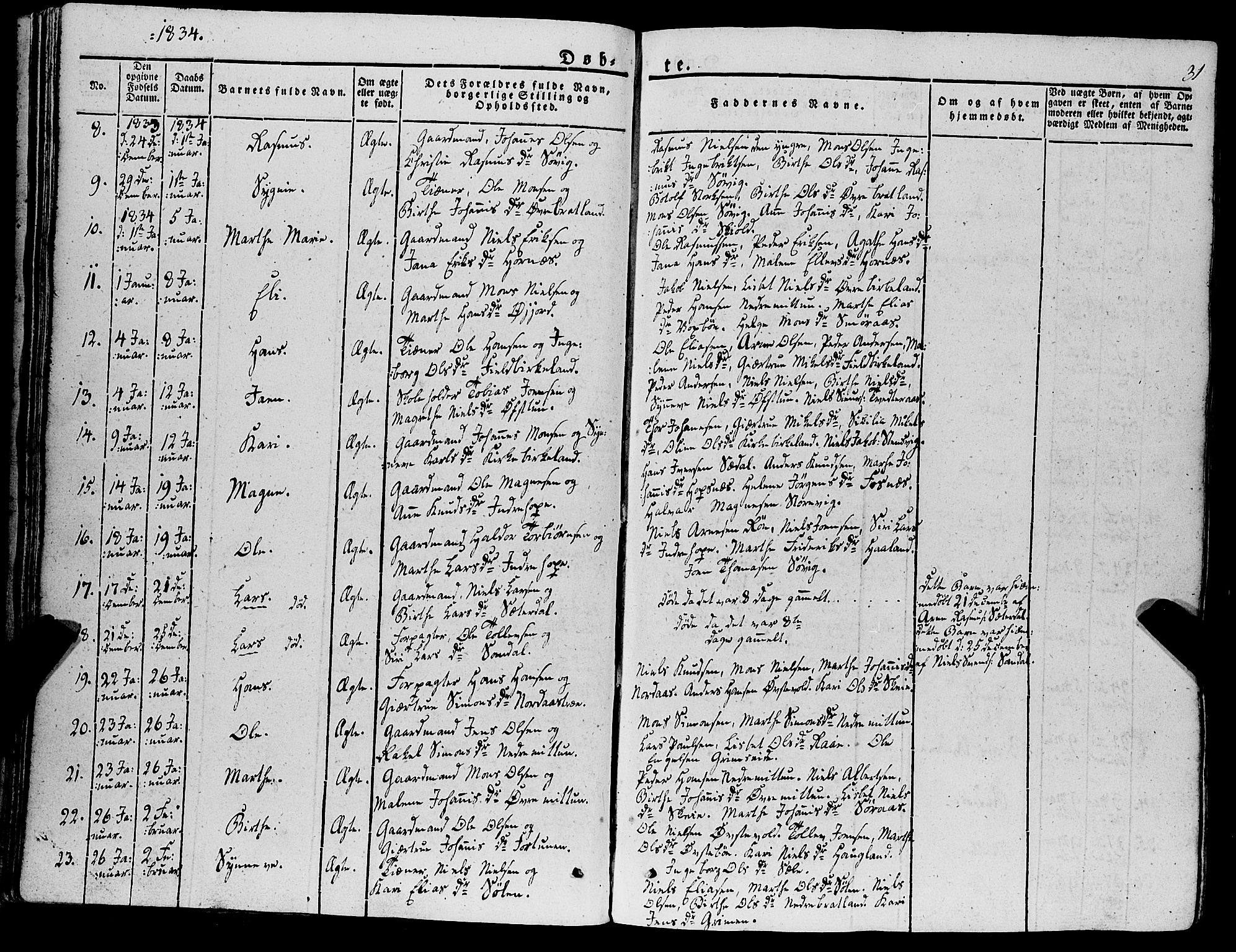 Fana Sokneprestembete, AV/SAB-A-75101/H/Haa/Haaa/L0008: Parish register (official) no. A 8, 1829-1851, p. 31