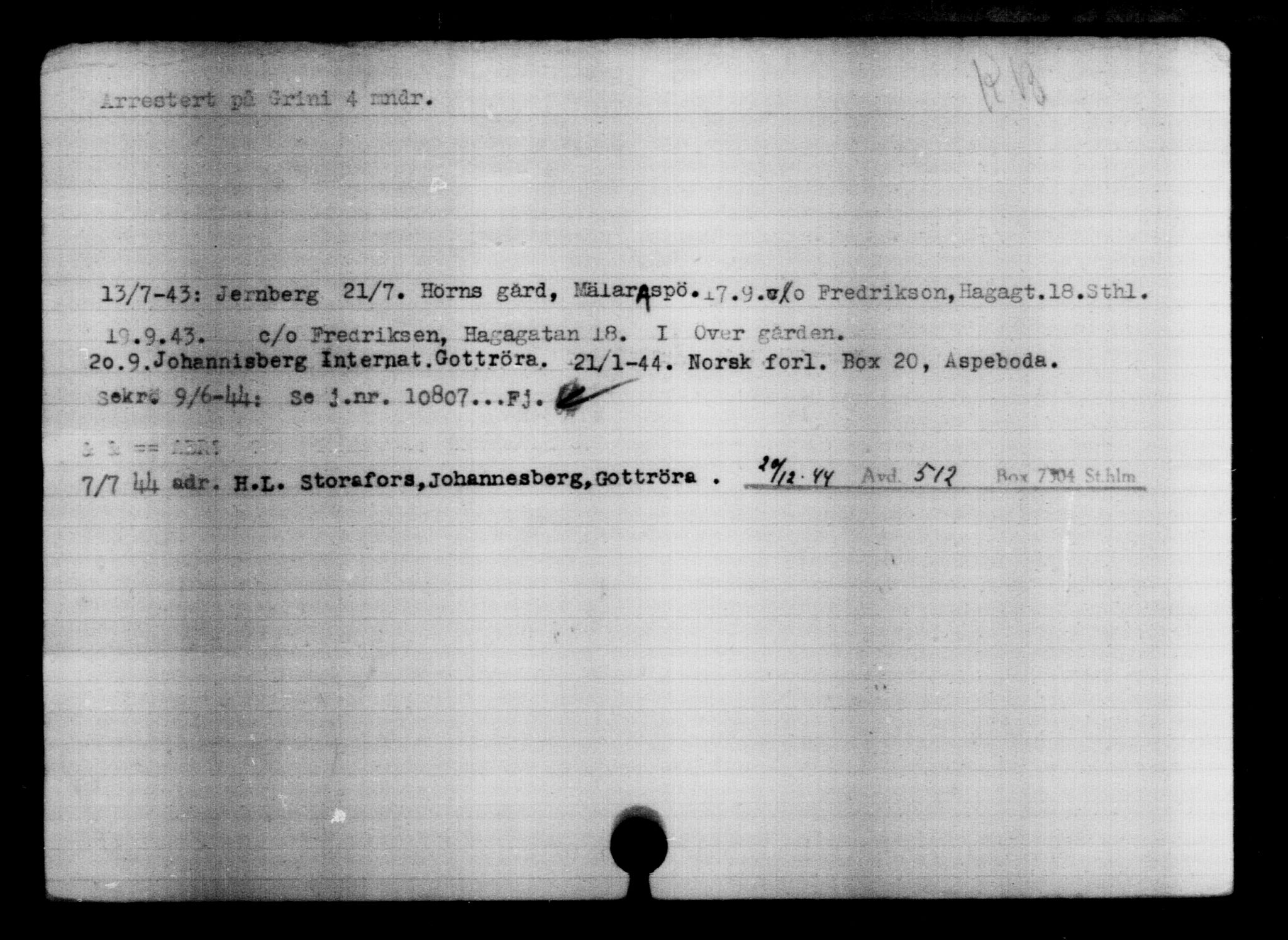 Utenriksstasjonene, Legasjonen i Stockholm, Flyktningkontoret, AV/RA-S-6753/V/Va/L0004: Kjesäterkartoteket, flyktninger med registreringsnr. 3496-6610, 1940-1945, p. 2242