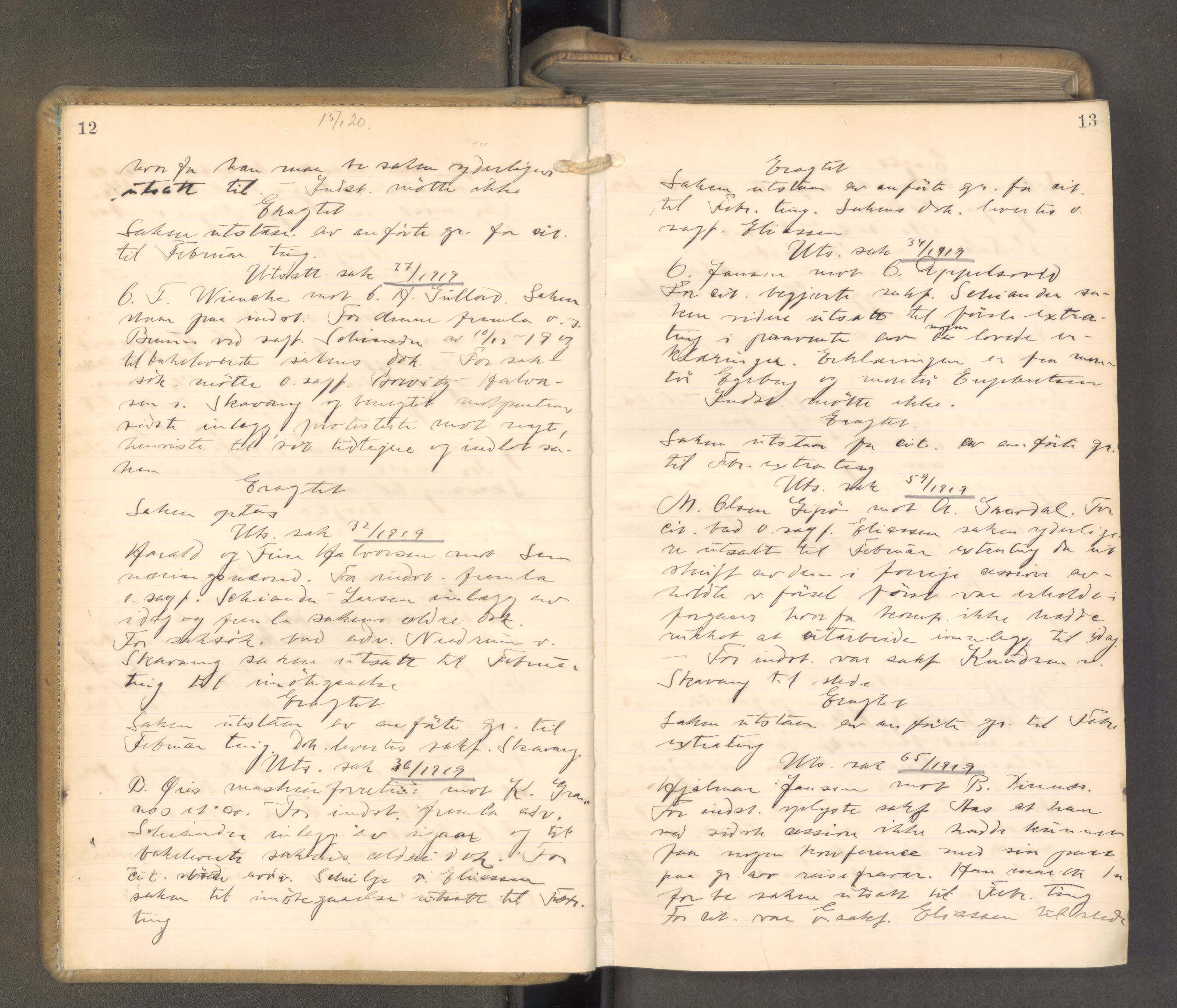 Søndre Jarlsberg sorenskriveri, AV/SAKO-A-129/F/Fa/L0051: Tingbok, 1920-1922, p. 12-13