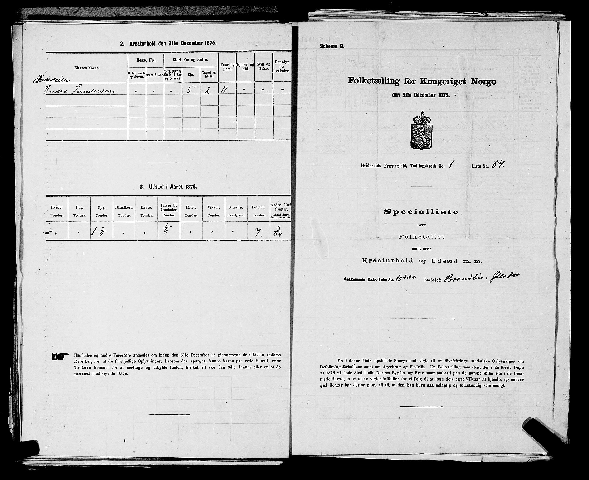 SAKO, 1875 census for 0829P Kviteseid, 1875, p. 164