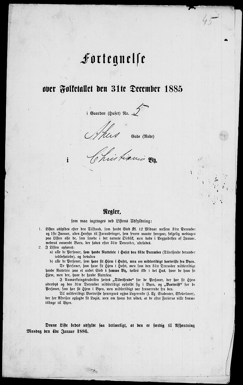 RA, 1885 census for 0301 Kristiania, 1885, p. 3899