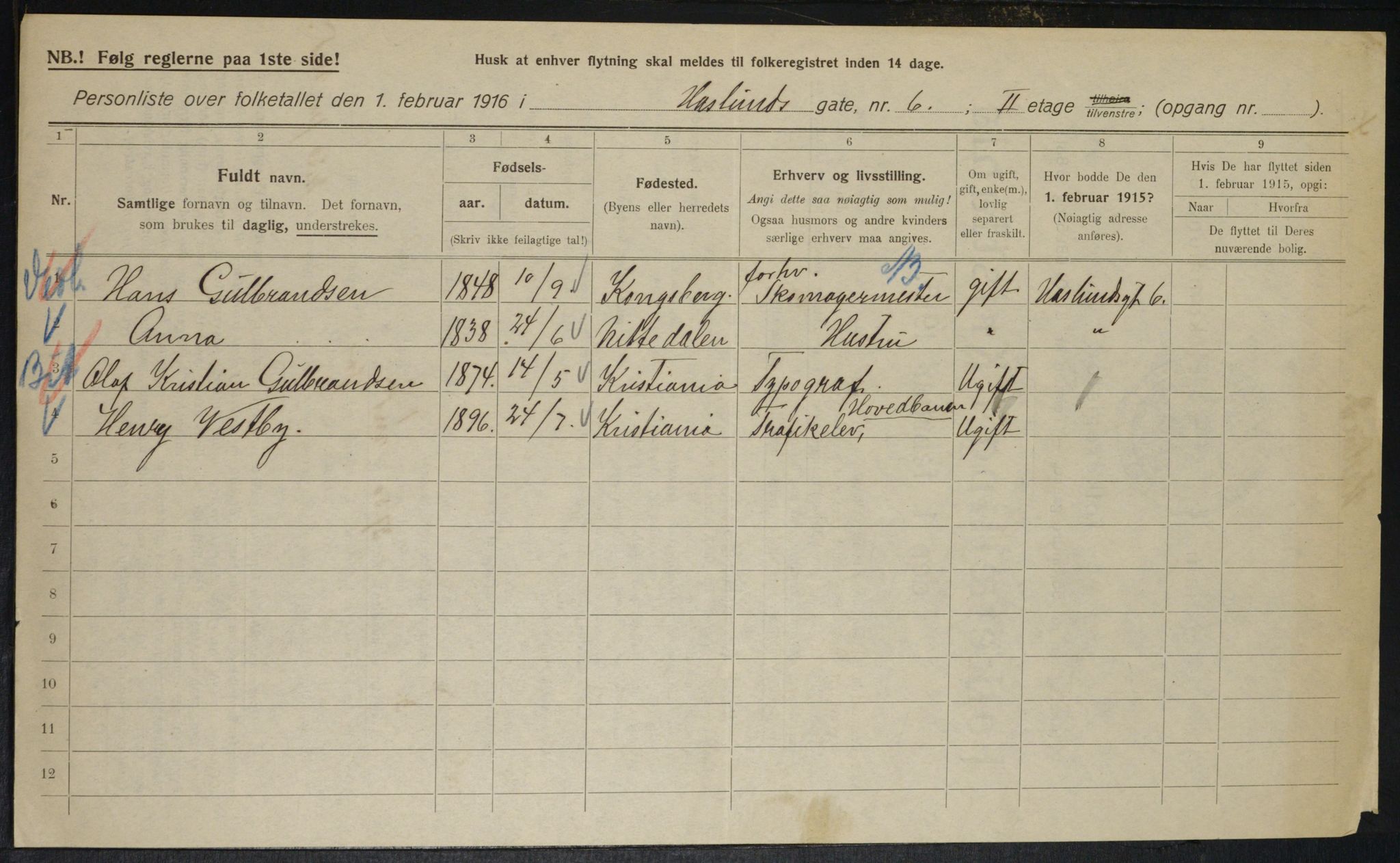 OBA, Municipal Census 1916 for Kristiania, 1916, p. 27280