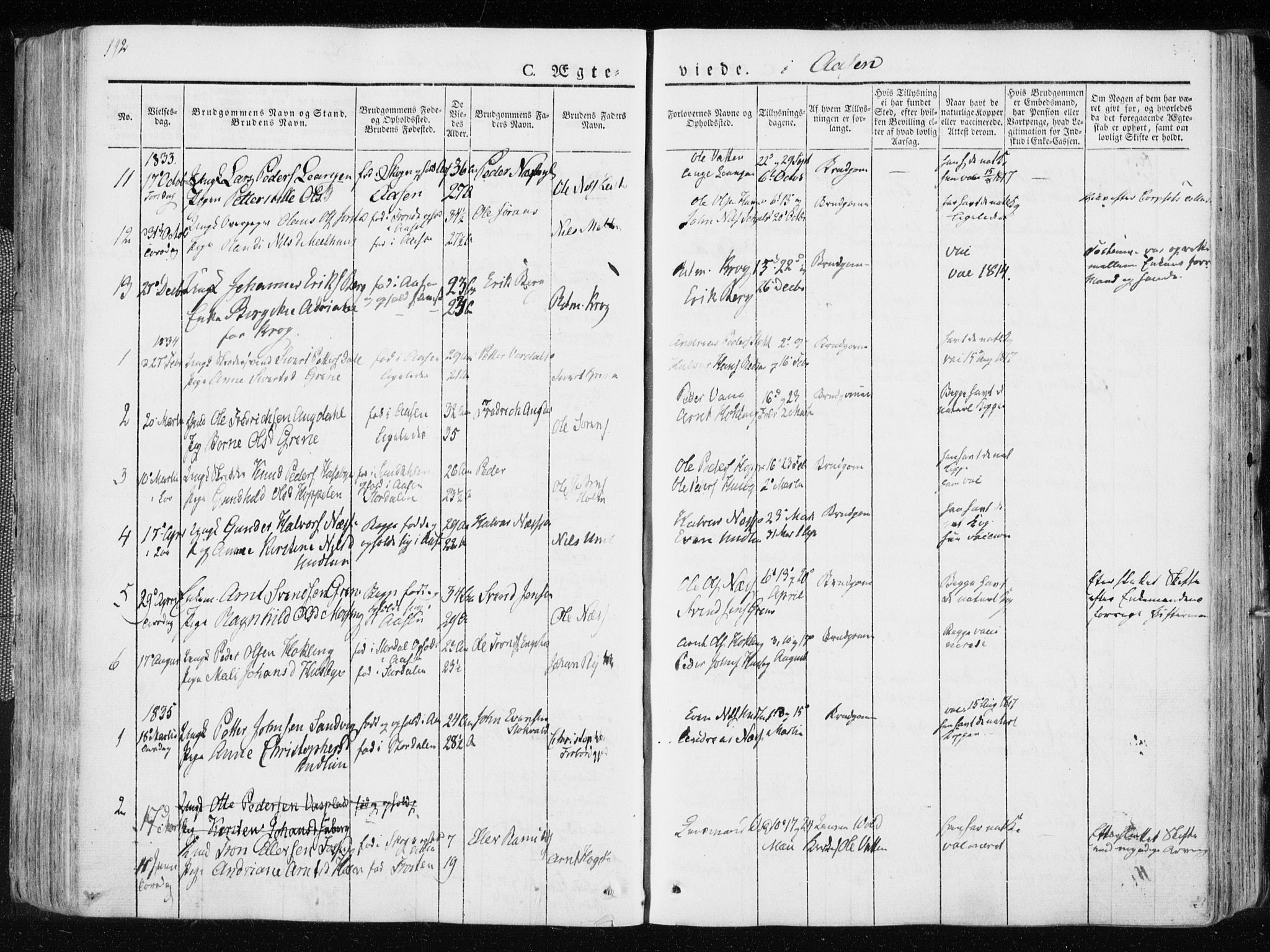 Ministerialprotokoller, klokkerbøker og fødselsregistre - Nord-Trøndelag, SAT/A-1458/713/L0114: Parish register (official) no. 713A05, 1827-1839, p. 192