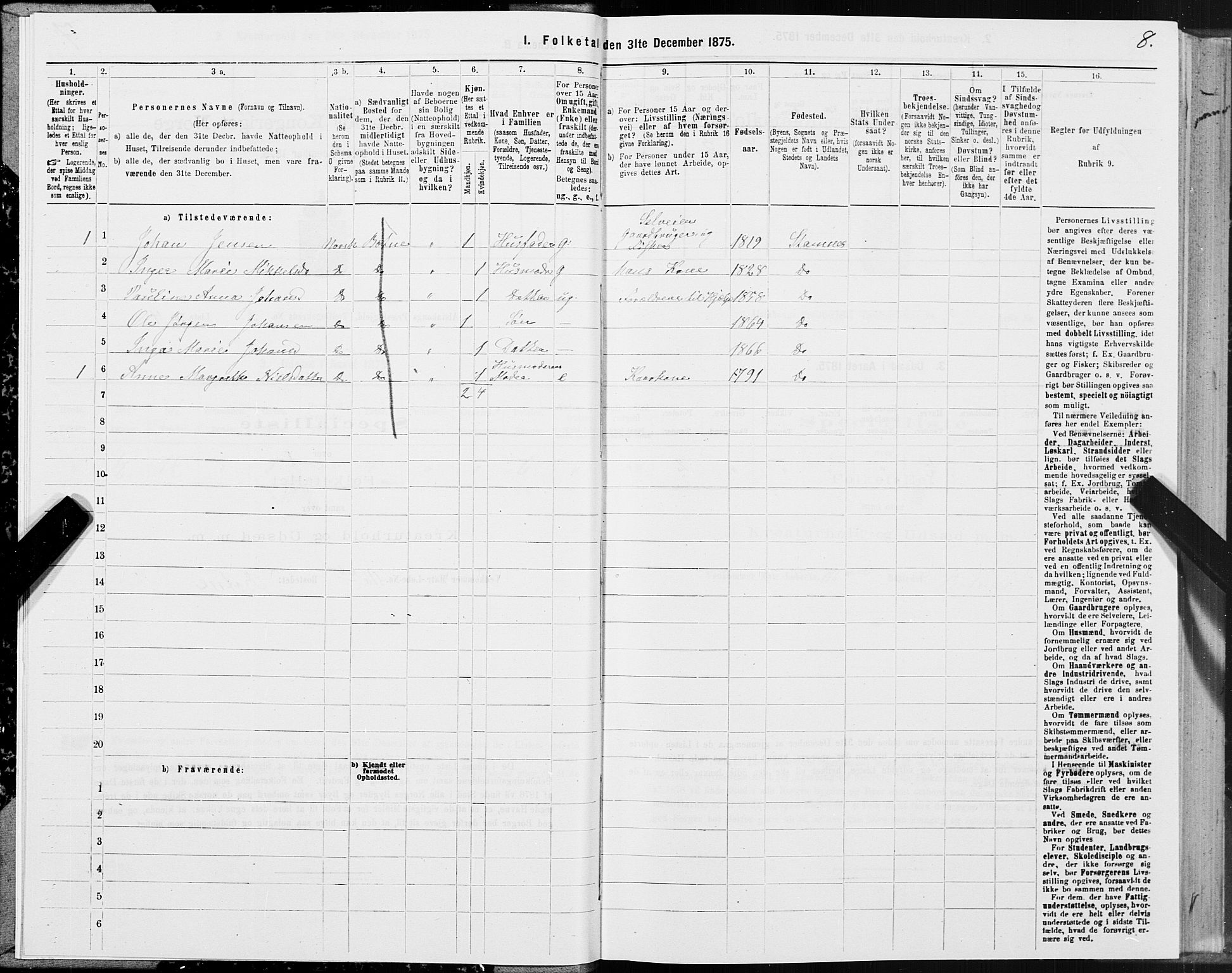 SAT, 1875 census for 1820P Alstahaug, 1875, p. 3008