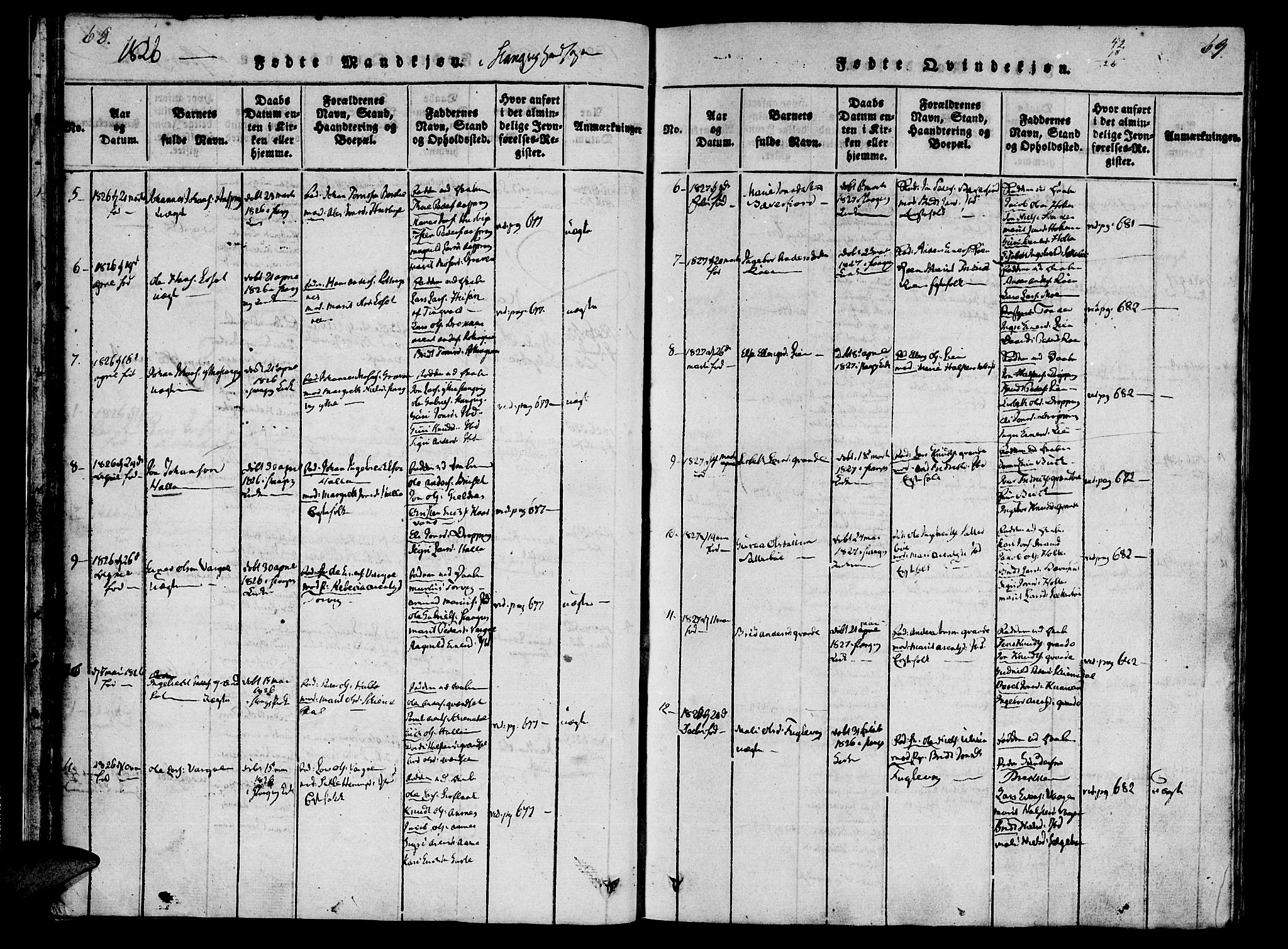 Ministerialprotokoller, klokkerbøker og fødselsregistre - Møre og Romsdal, AV/SAT-A-1454/592/L1023: Parish register (official) no. 592A02, 1820-1830, p. 68-69