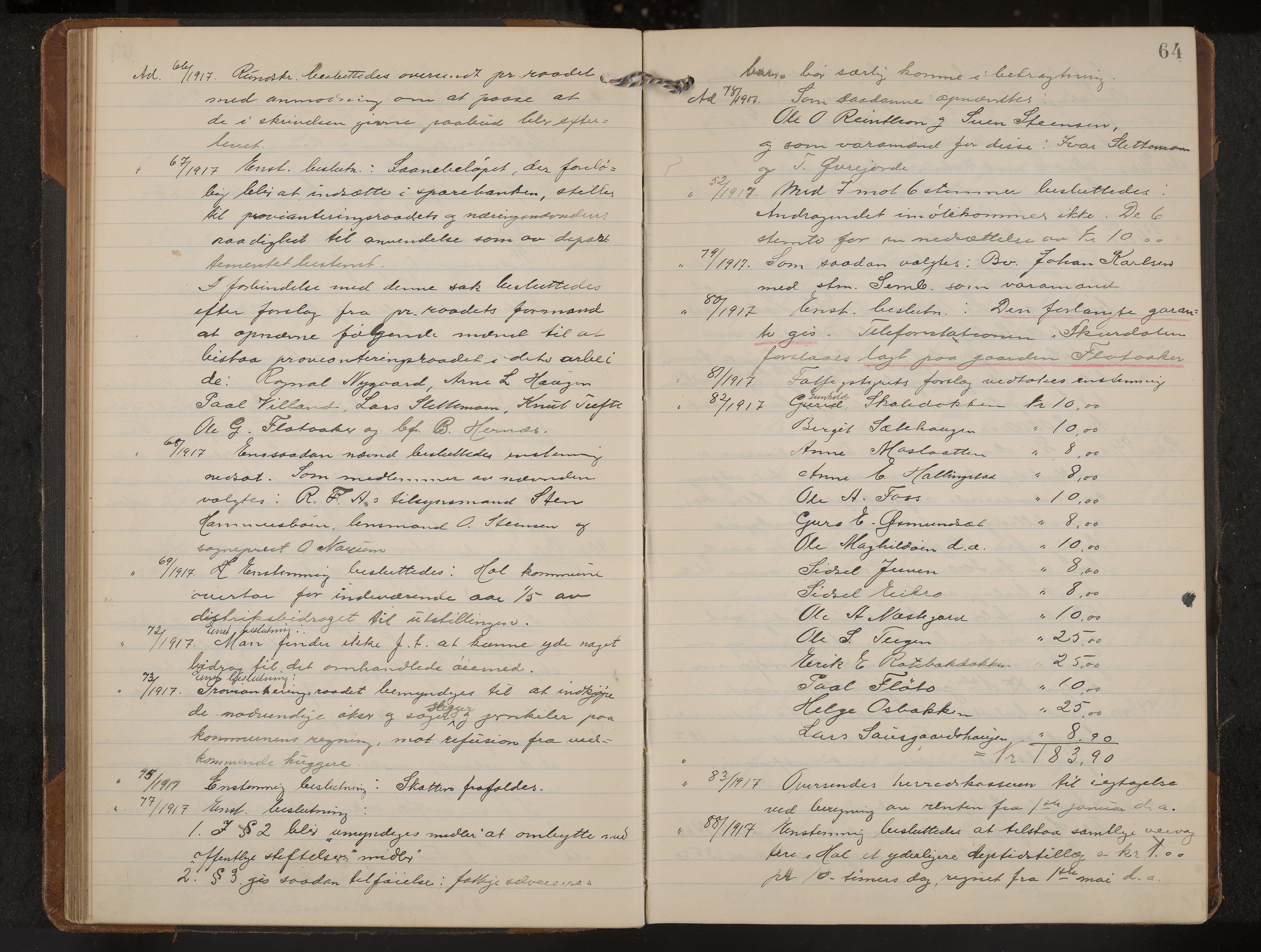 Hol formannskap og sentraladministrasjon, IKAK/0620021-1/A/L0006: Møtebok, 1916-1922, p. 64