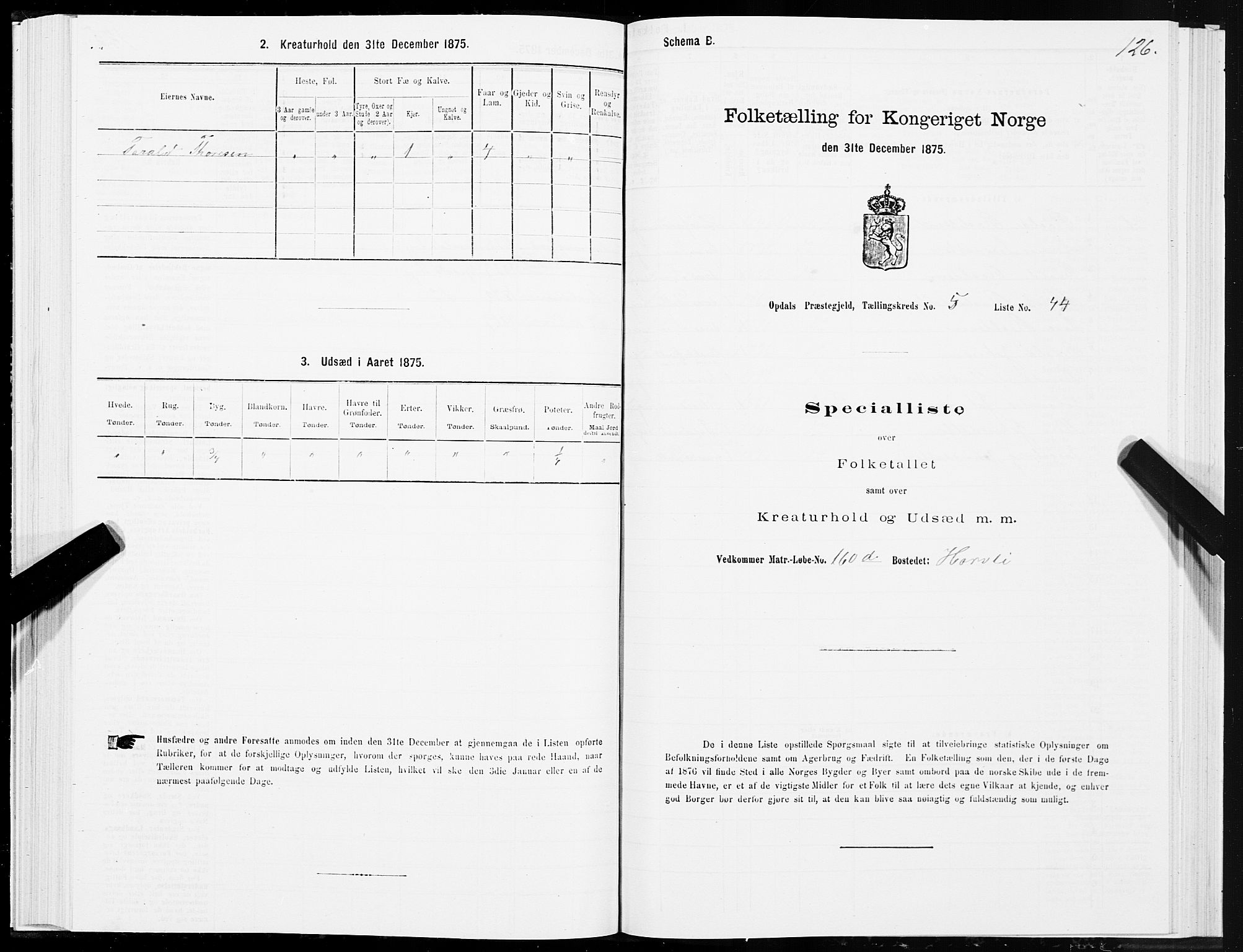SAT, 1875 census for 1634P Oppdal, 1875, p. 3126