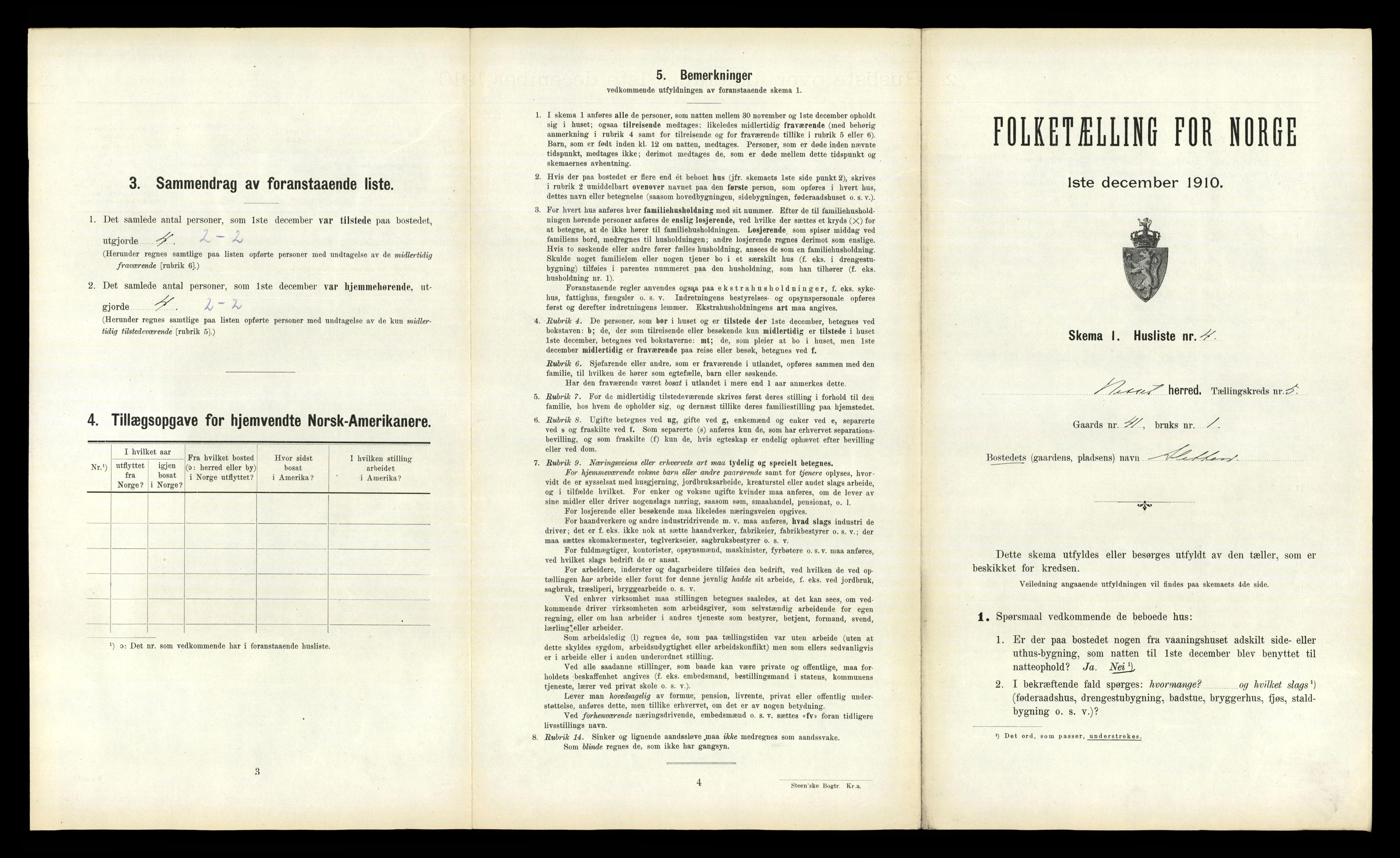 RA, 1910 census for Nesset, 1910, p. 499