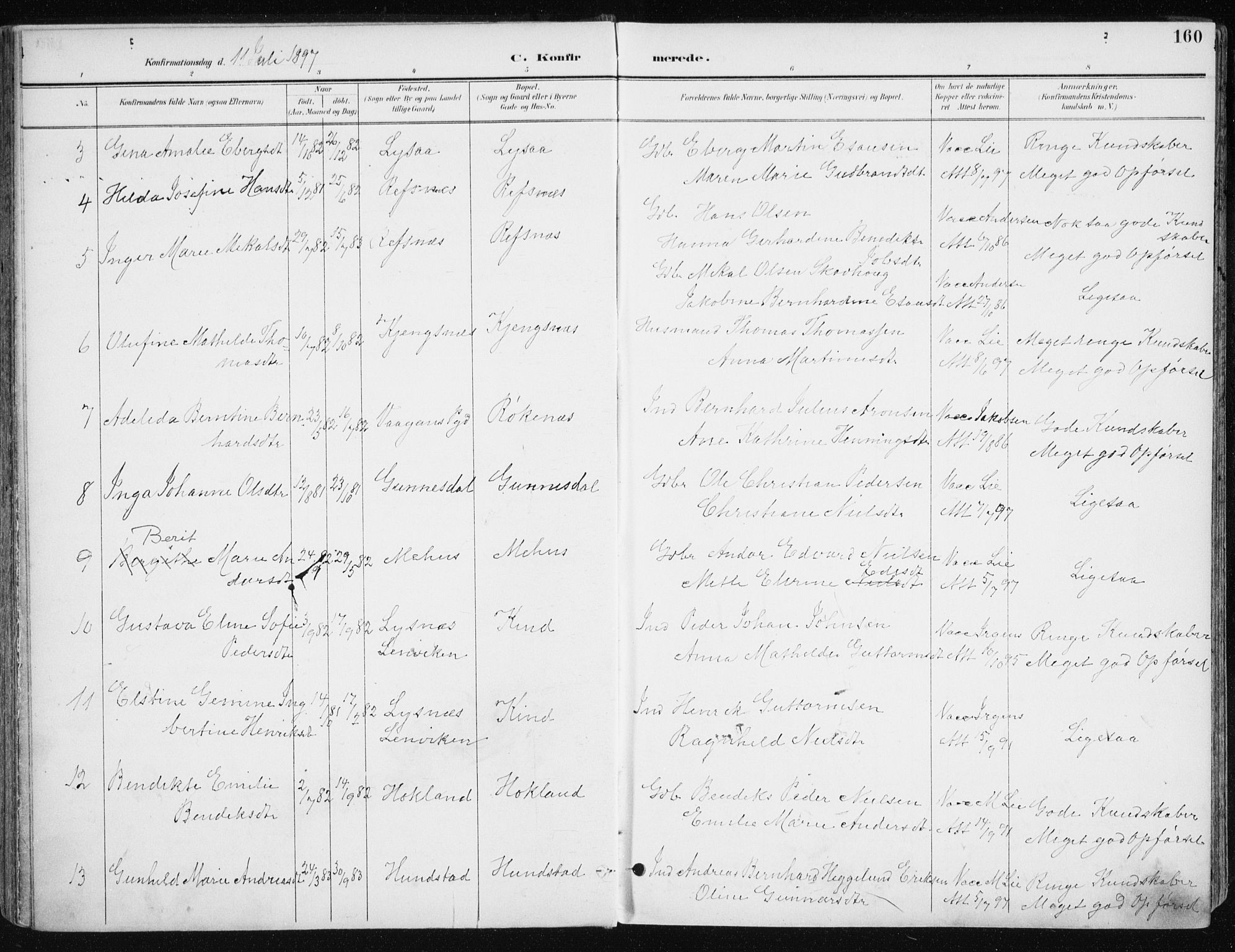Kvæfjord sokneprestkontor, SATØ/S-1323/G/Ga/Gaa/L0006kirke: Parish register (official) no. 6, 1895-1914, p. 160