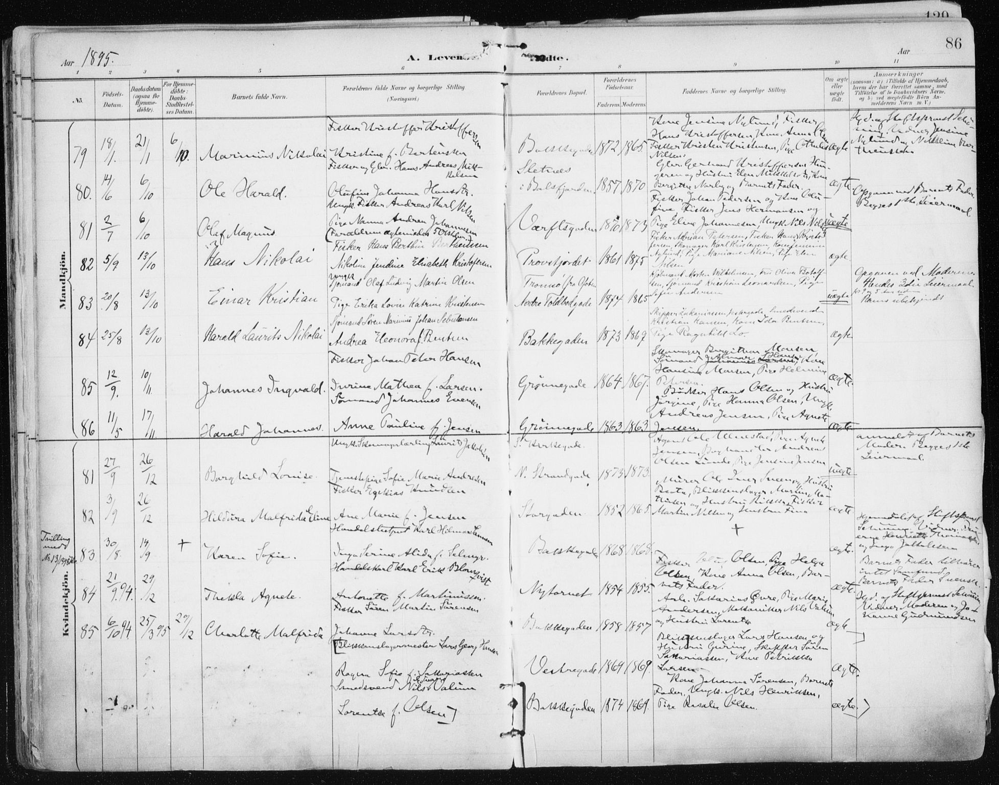 Tromsø sokneprestkontor/stiftsprosti/domprosti, AV/SATØ-S-1343/G/Ga/L0015kirke: Parish register (official) no. 15, 1889-1899, p. 86