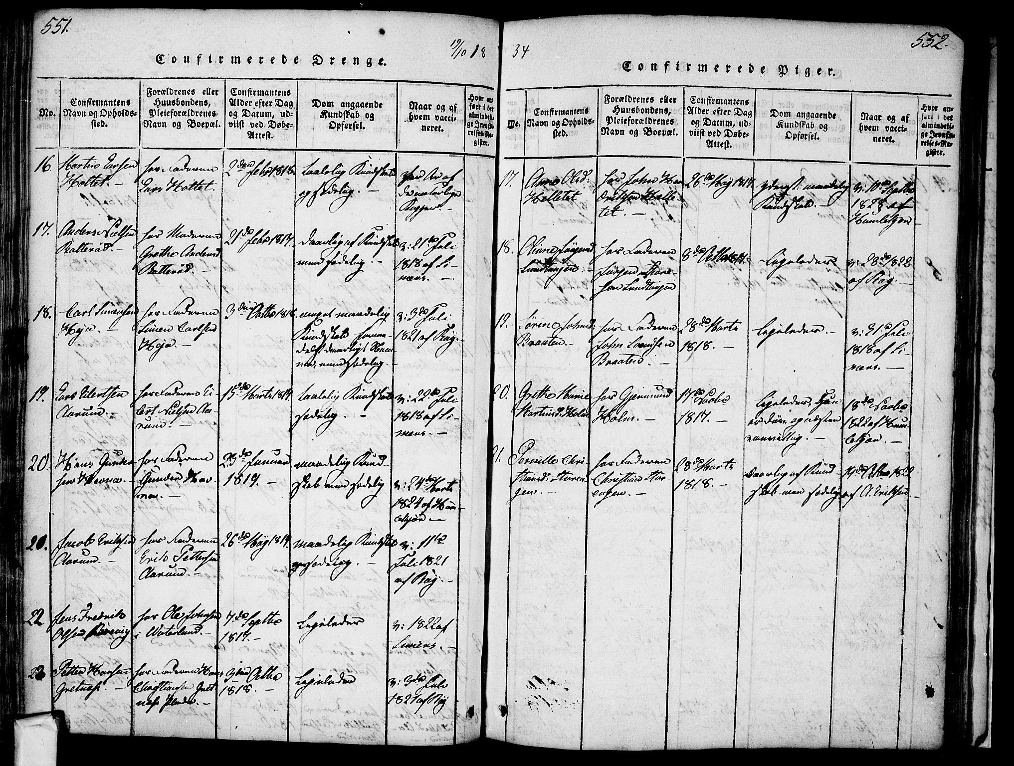 Borge prestekontor Kirkebøker, AV/SAO-A-10903/F/Fa/L0003: Parish register (official) no. I 3, 1815-1836, p. 551-552