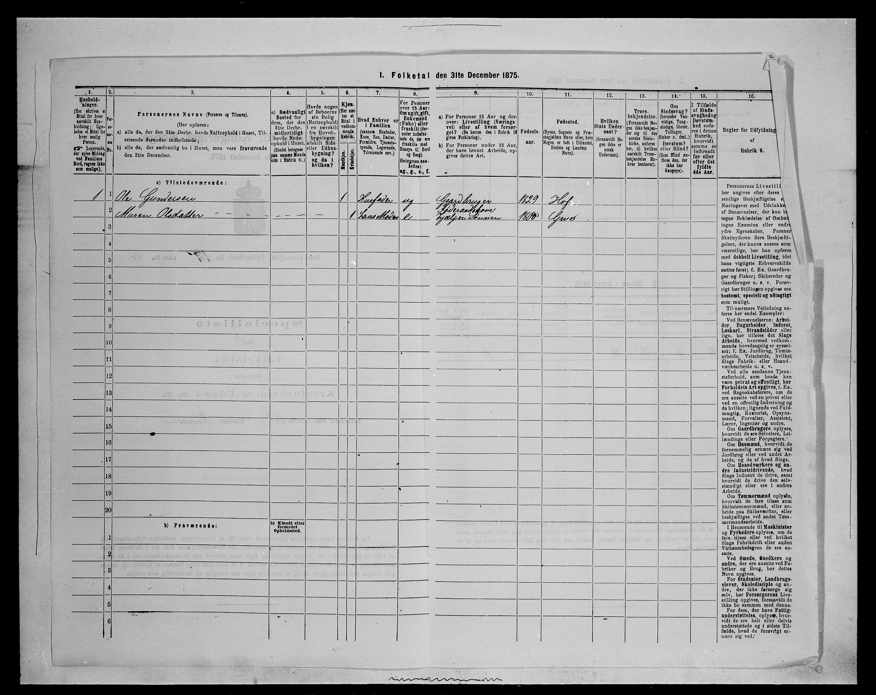 SAH, 1875 census for 0424P Hof, 1875, p. 177