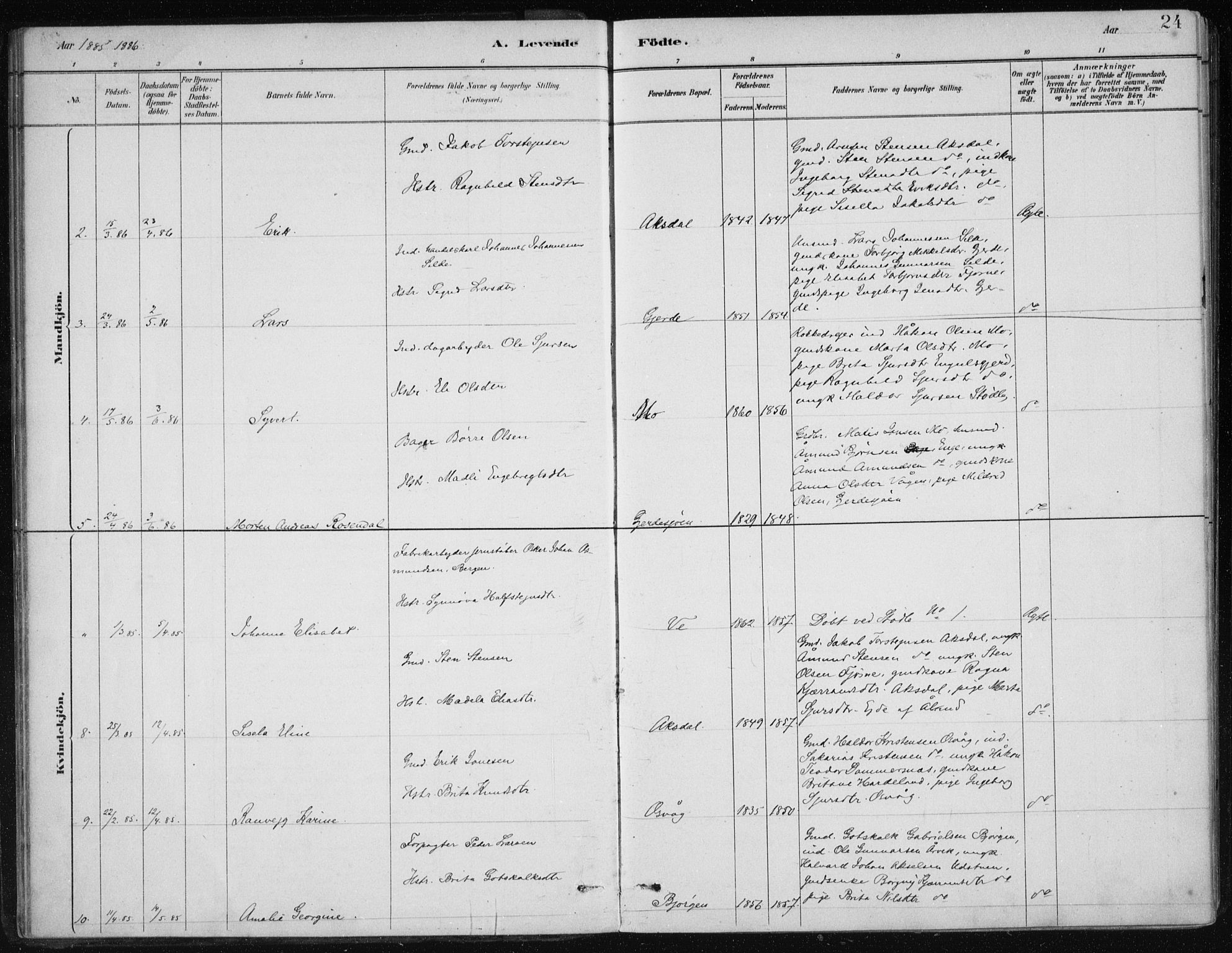 Etne sokneprestembete, AV/SAB-A-75001/H/Haa: Parish register (official) no. C  1, 1879-1919, p. 24