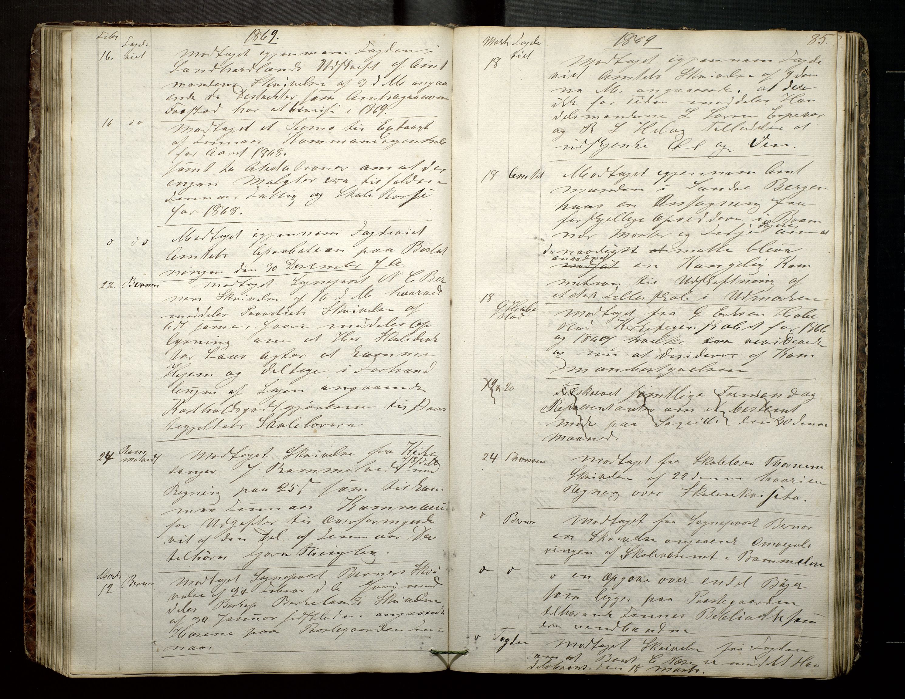 Finnaas kommune. Formannskapet, IKAH/1218a-021/C/Ca/L0001: Postjournal for formannskapet, 1838-1892, p. 86