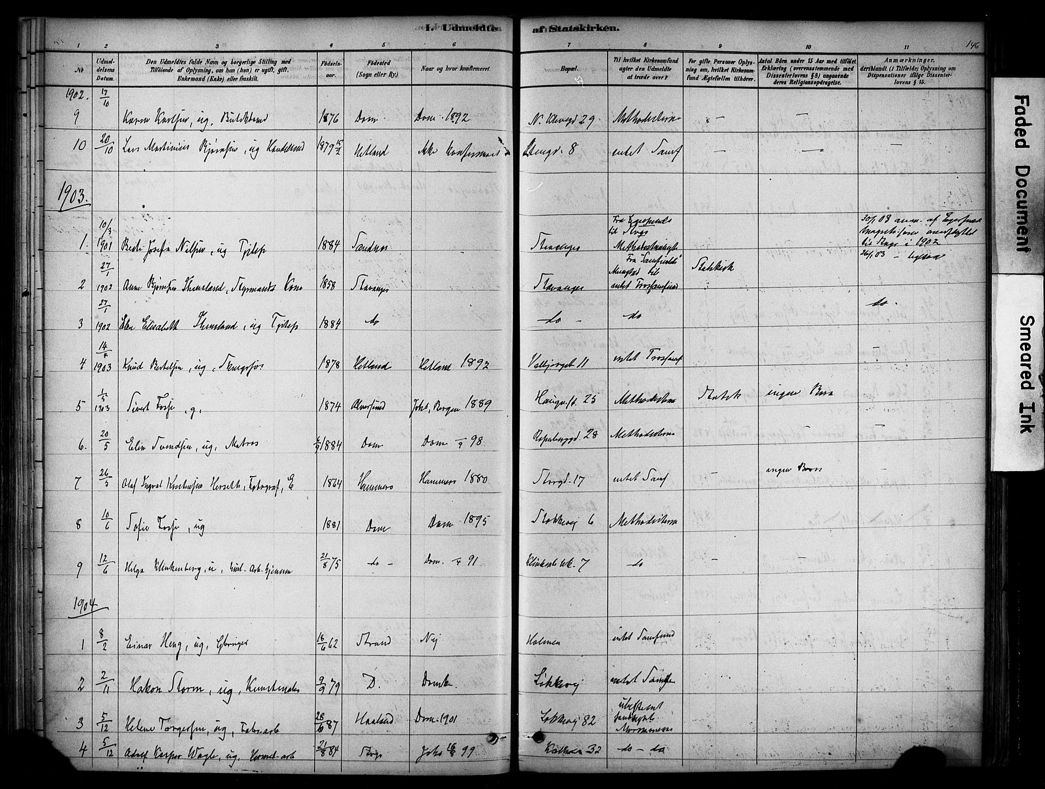 Domkirken sokneprestkontor, SAST/A-101812/001/30/30BA/L0025: Parish register (official) no. A 24, 1877-1927, p. 146